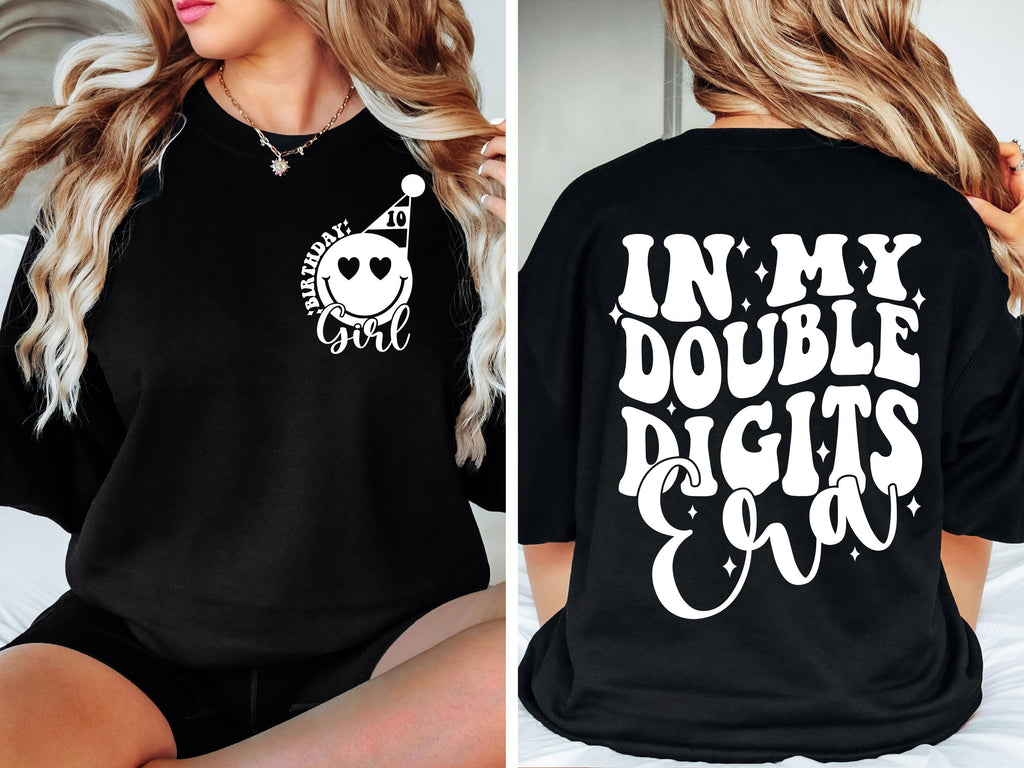 In My Double Digits Era SVG PNG 10th Birthday Girl SVG png Preppy Smiley Groovy Retro Wavy Birthday Shirt svg png eps dfx jpeg Sublimation