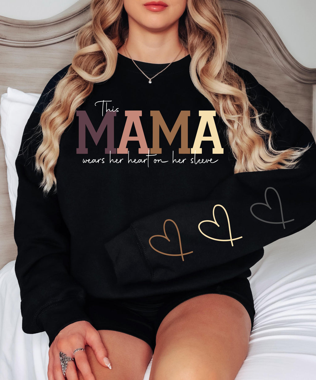 This Mama Wears Her Heart on Her Sleeve SVG PNG Add your Own Names Mama svg, Kids Names, Mothers Day Gift, Gift for Her, Mom Life, Birthday