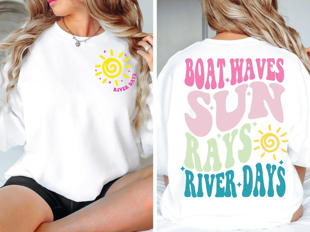 Boat Waves Sun Rays River Days SVG PNG, Summer svg, Retro Summer svg, Hello Summer svg, Lake svg, Retro Summer Sublimation Designs Download