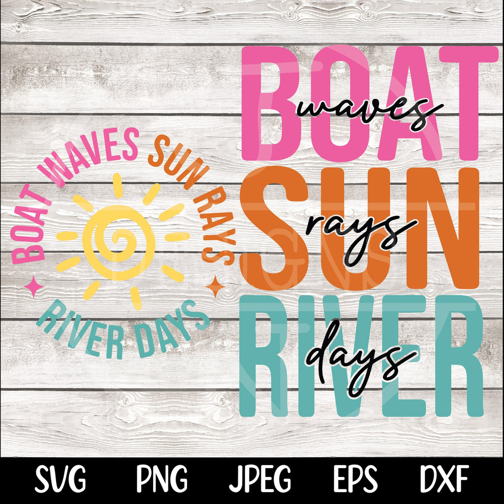 Boat Waves Sun Rays River Days SVG PNG, Summer svg, Retro Summer svg, Hello Summer svg, Lake svg, Retro Summer Sublimation Designs Download
