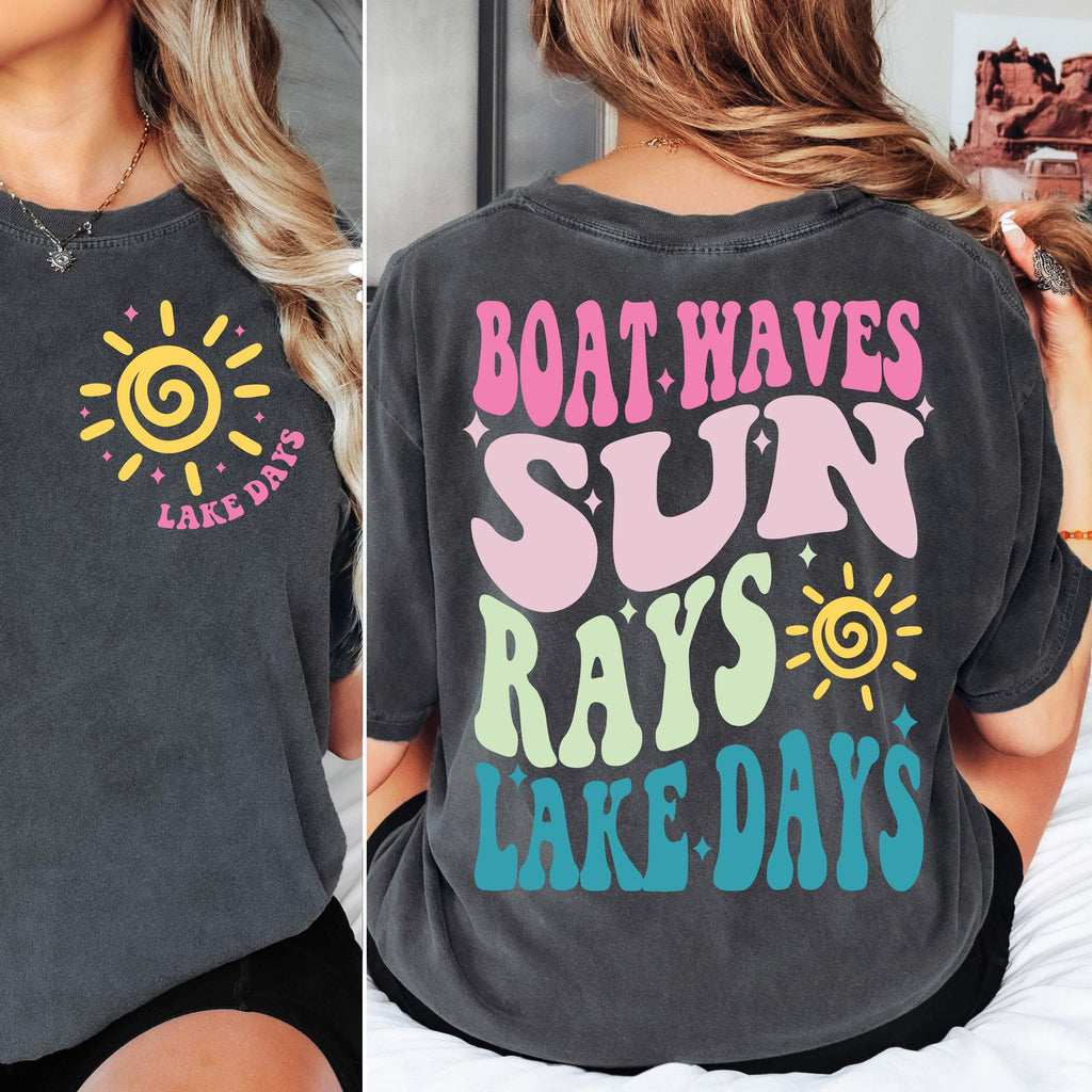 Boat Waves Sun Rays Lake Days SVG PNG, Summer svg, Retro Summer svg, Hello Summer svg, Lake svg, Retro Summer Sublimation Designs Download