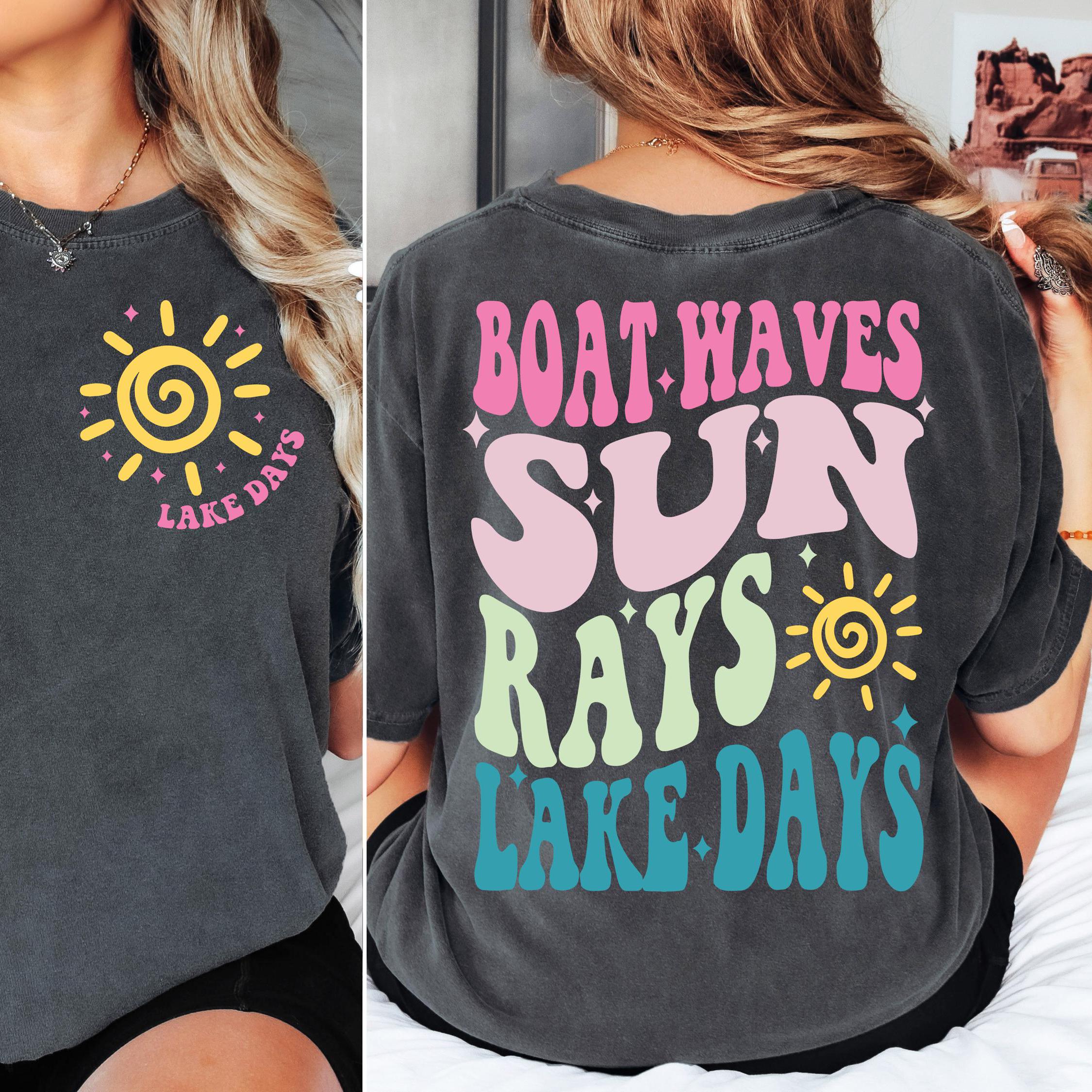 Boat Waves Sun Rays Lake Days SVG PNG, Summer svg, Retro Summer svg, Hello Summer svg, Lake svg, Retro Summer Sublimation Designs Download