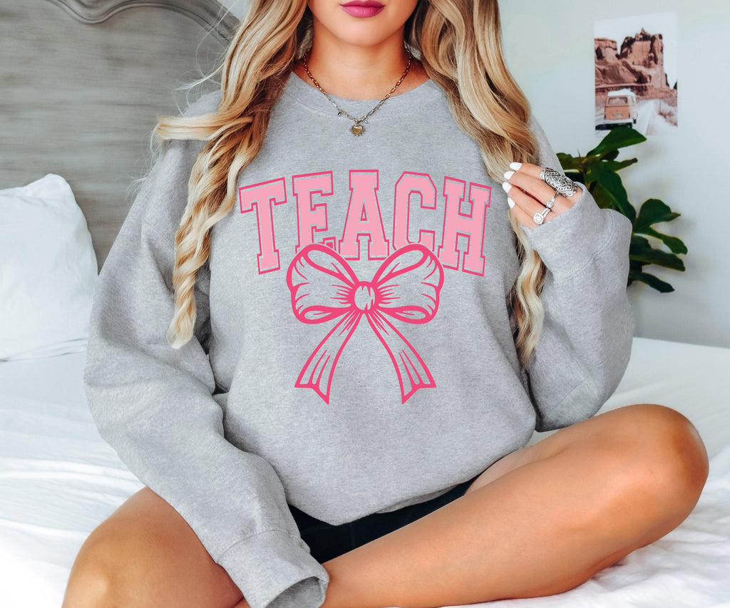 Coquette Teach SVG, Bow Teacher SVG, Bow Teach Svg, Varsity Teach Png, Teacher Gift Svg, Coquette Teach Shirt Design, Teacher Appreciation