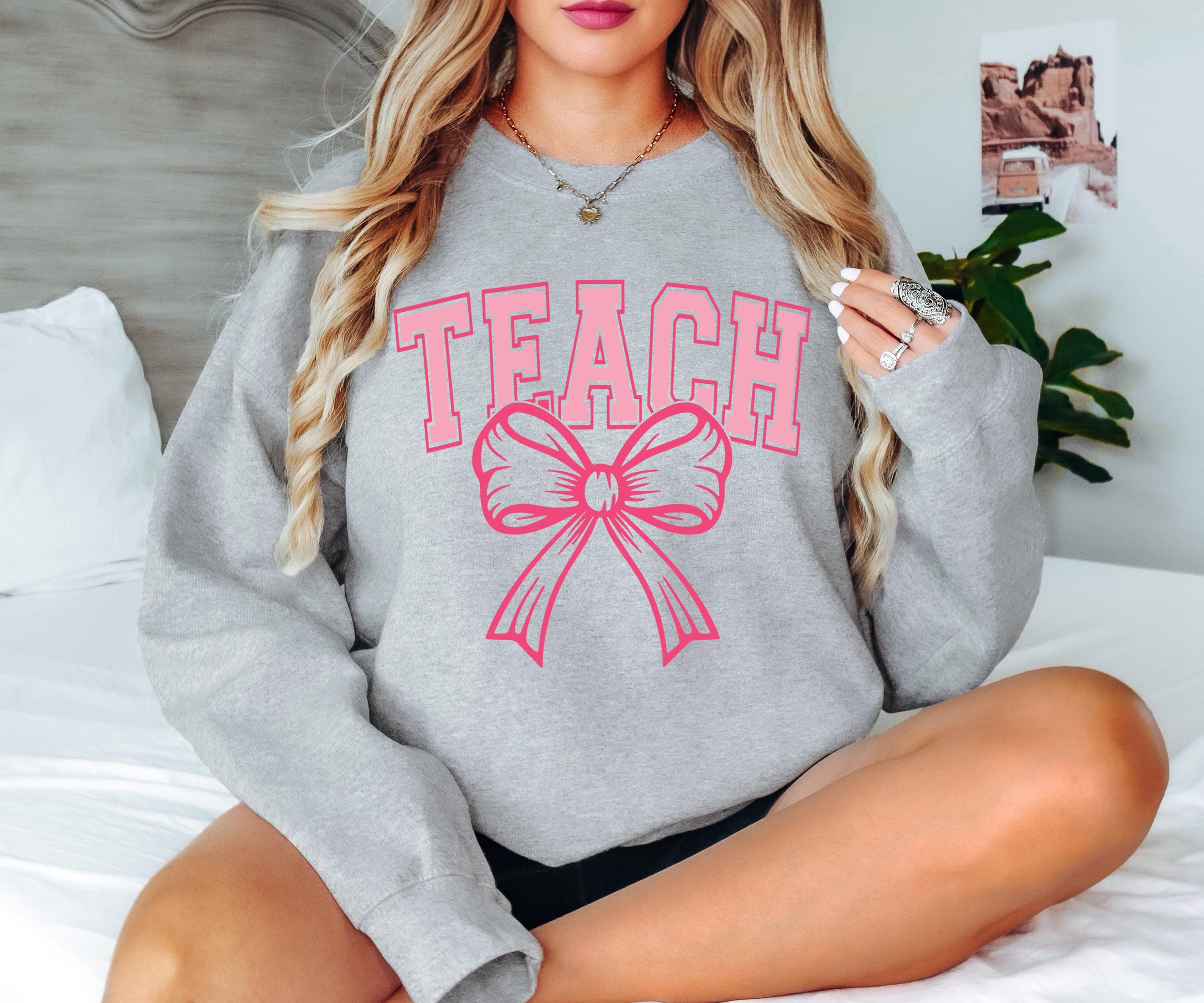Coquette Teach SVG, Bow Teacher SVG, Bow Teach Svg, Varsity Teach Png, Teacher Gift Svg, Coquette Teach Shirt Design, Teacher Appreciation
