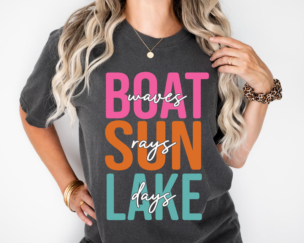 Boat Waves Sun Rays Lake Days SVG PNG, Summer svg, Retro Summer svg, Hello Summer svg, Lake svg, Retro Summer Sublimation Designs Download