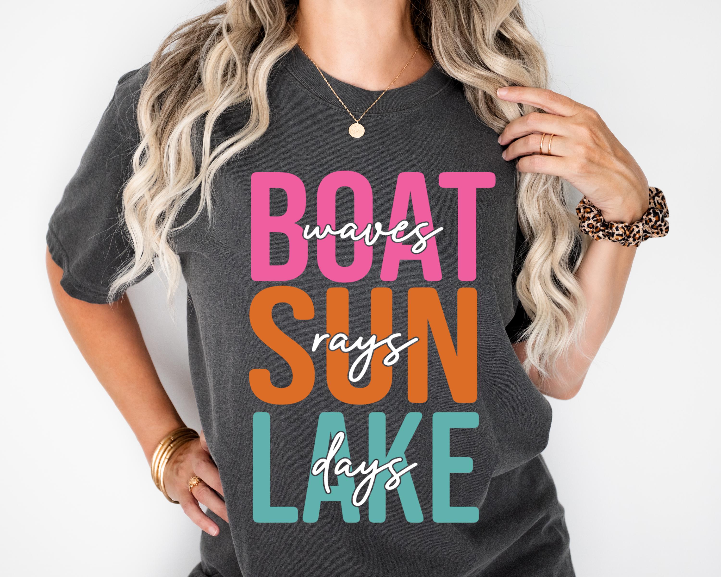 Boat Waves Sun Rays Lake Days SVG PNG, Summer svg, Retro Summer svg, Hello Summer svg, Lake svg, Retro Summer Sublimation Designs Download