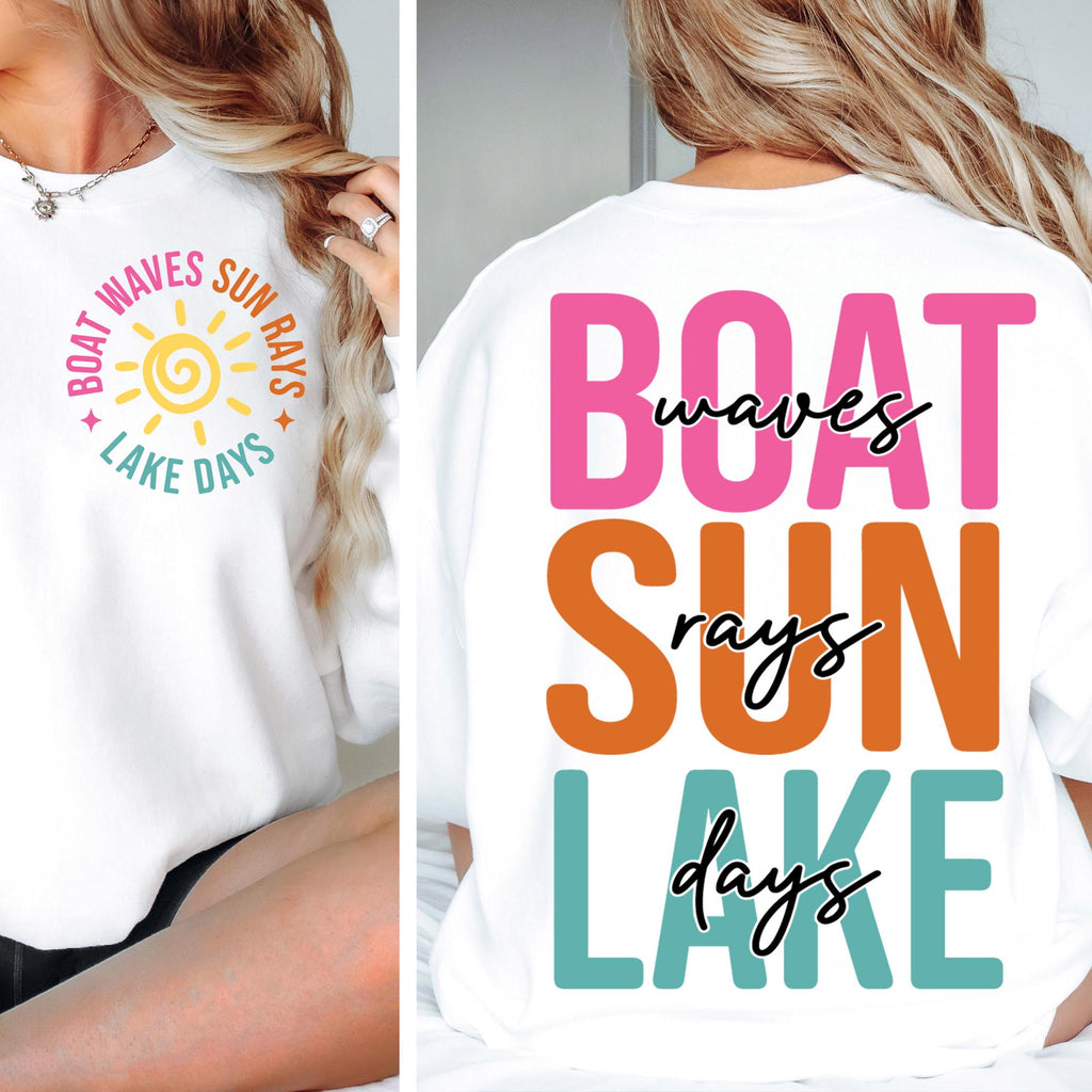 Boat Waves Sun Rays Lake Days SVG PNG, Summer svg, Retro Summer svg, Hello Summer svg, Lake svg, Retro Summer Sublimation Designs Download