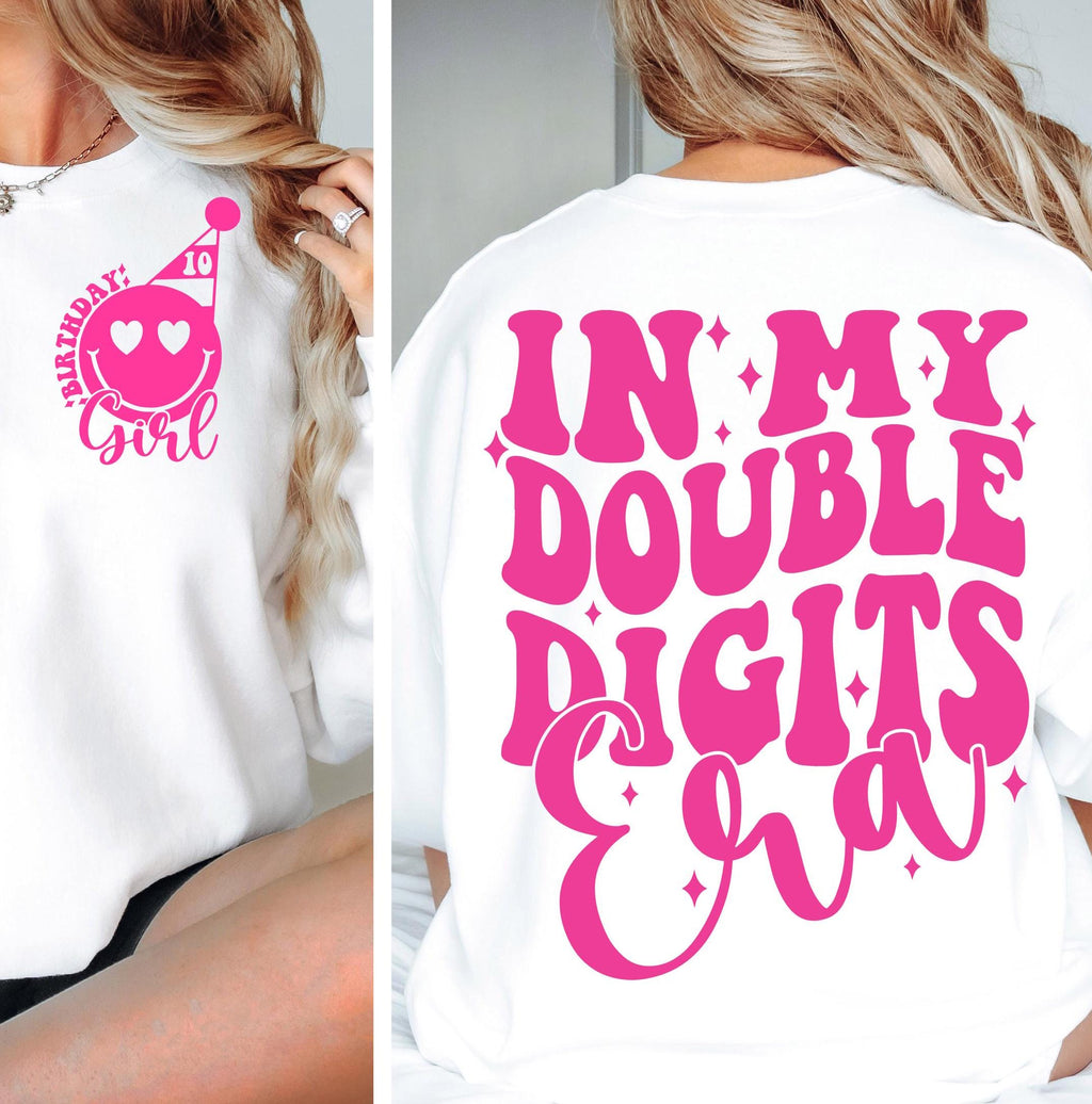 In My Double Digits Era SVG PNG 10th Birthday Girl SVG png Preppy Smiley Groovy Retro Wavy Birthday Shirt svg png eps dfx jpeg Sublimation