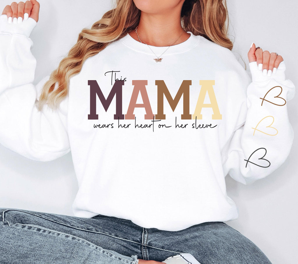 This Mama Wears Her Heart on Her Sleeve SVG PNG Add your Own Names Mama svg, Kids Names, Mothers Day Gift, Gift for Her, Mom Life, Birthday