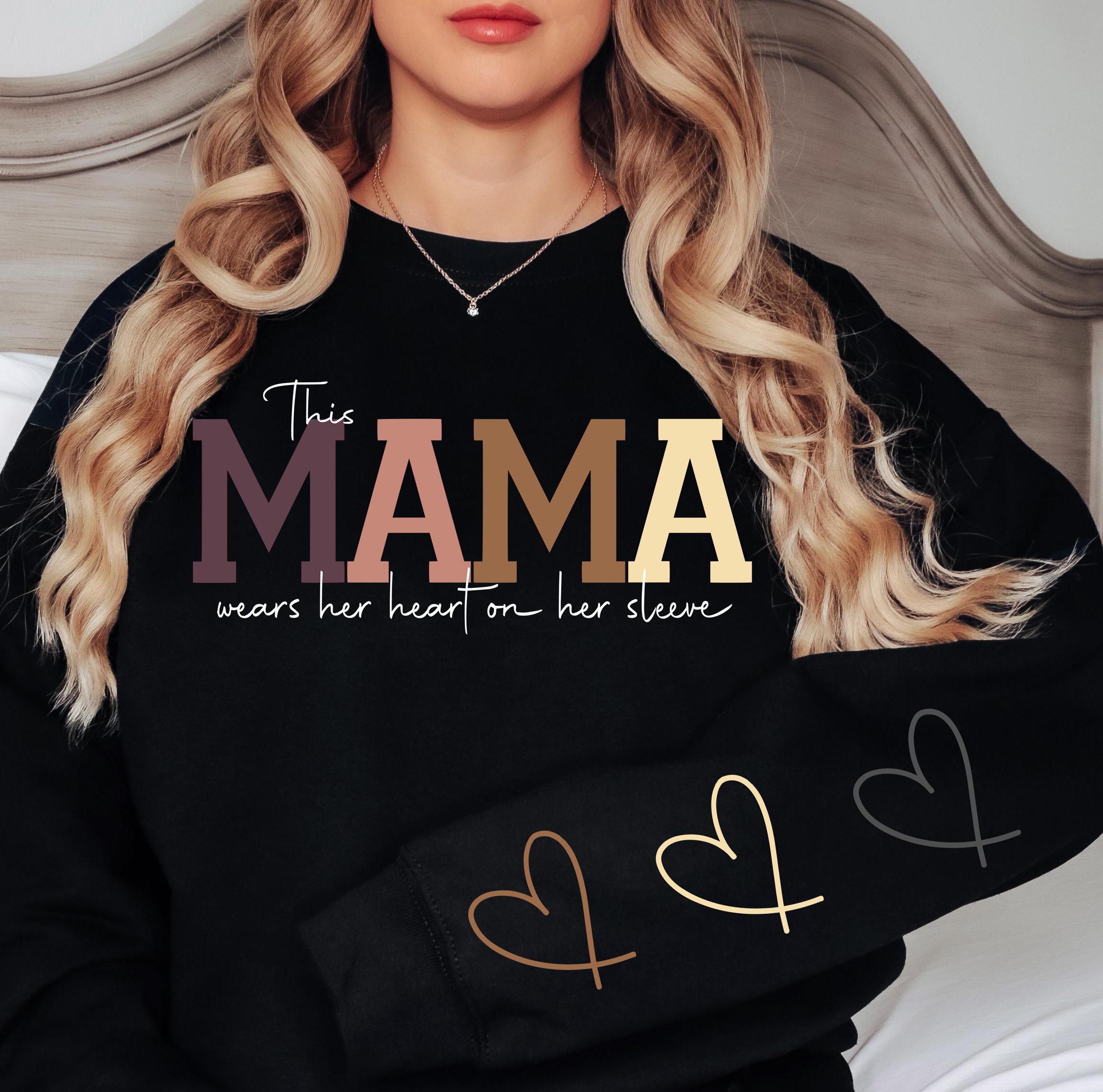 This Mama Wears Her Heart on Her Sleeve SVG PNG Add your Own Names Mama svg, Kids Names, Mothers Day Gift, Gift for Her, Mom Life, Birthday