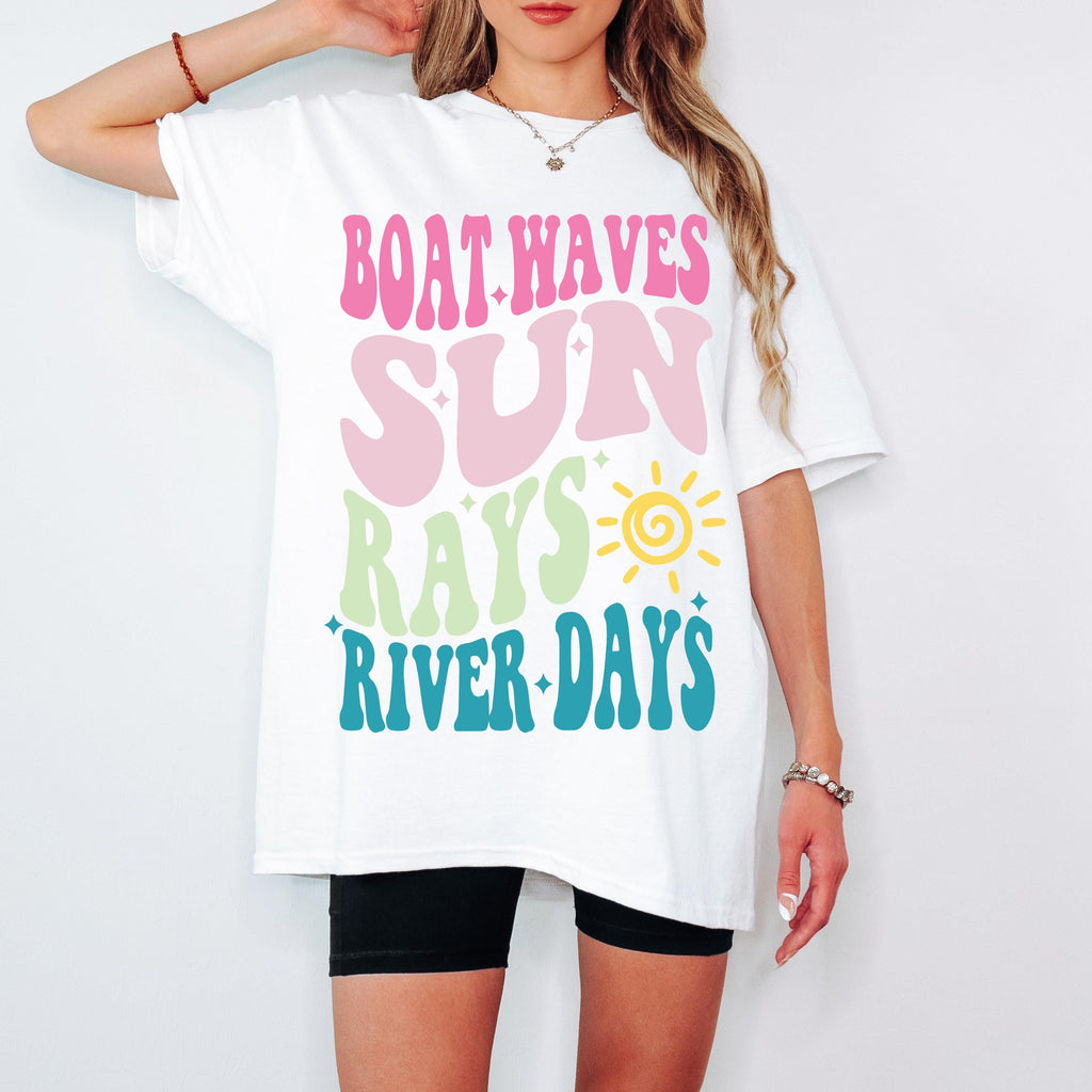 Boat Waves Sun Rays River Days SVG PNG, Summer svg, Retro Summer svg, Hello Summer svg, Lake svg, Retro Summer Sublimation Designs Download