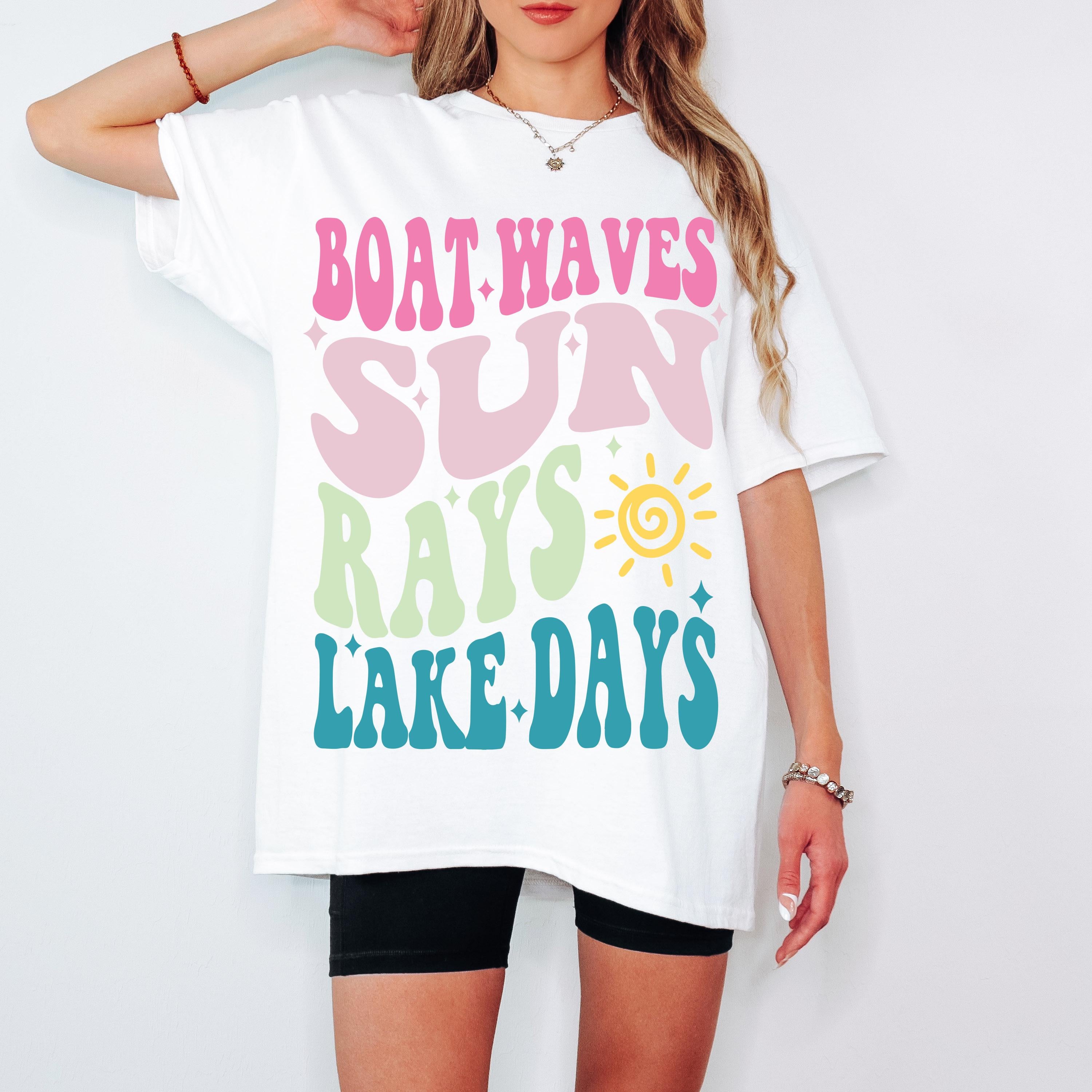 Boat Waves Sun Rays Lake Days SVG PNG, Summer svg, Retro Summer svg, Hello Summer svg, Lake svg, Retro Summer Sublimation Designs Download