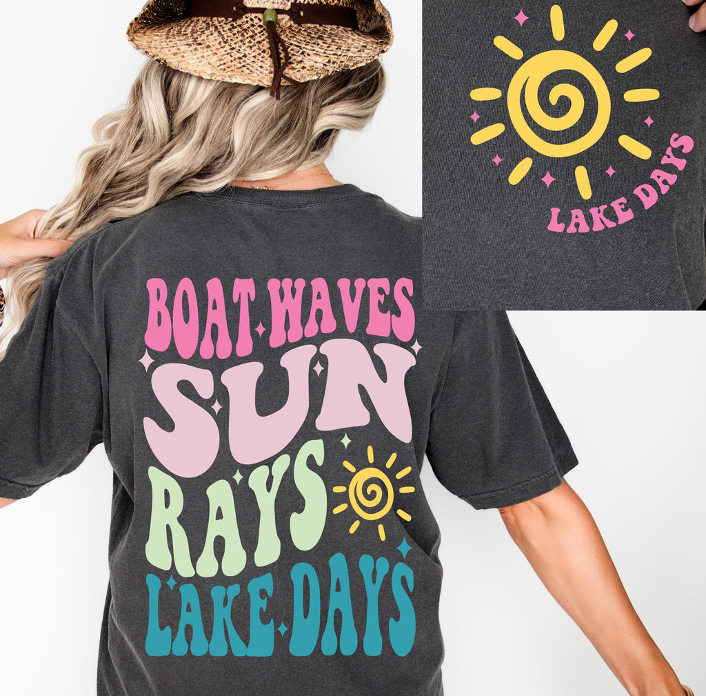 Boat Waves Sun Rays Lake Days SVG PNG, Summer svg, Retro Summer svg, Hello Summer svg, Lake svg, Retro Summer Sublimation Designs Download