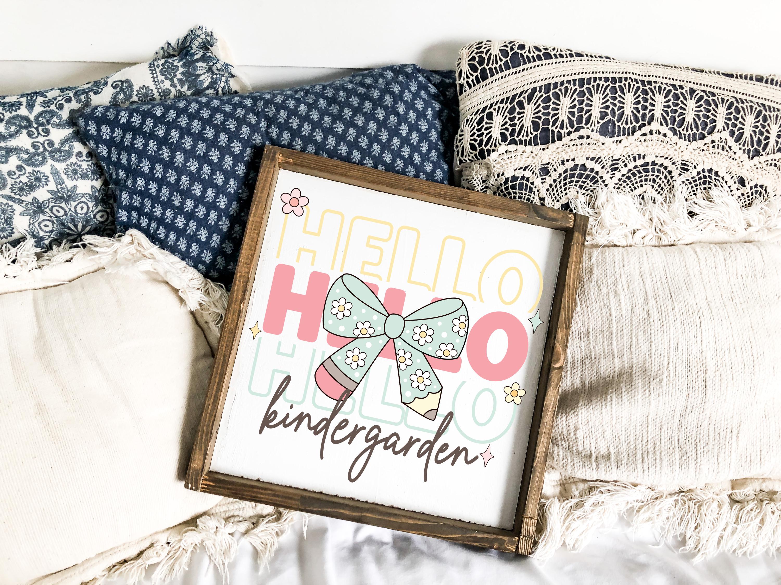 Hello Kindergarten Png First Day Of School Png Back to School Coquette Kindergarten Pre-K 1st 2nd 3rd Grade Sublimation Design DTF Download