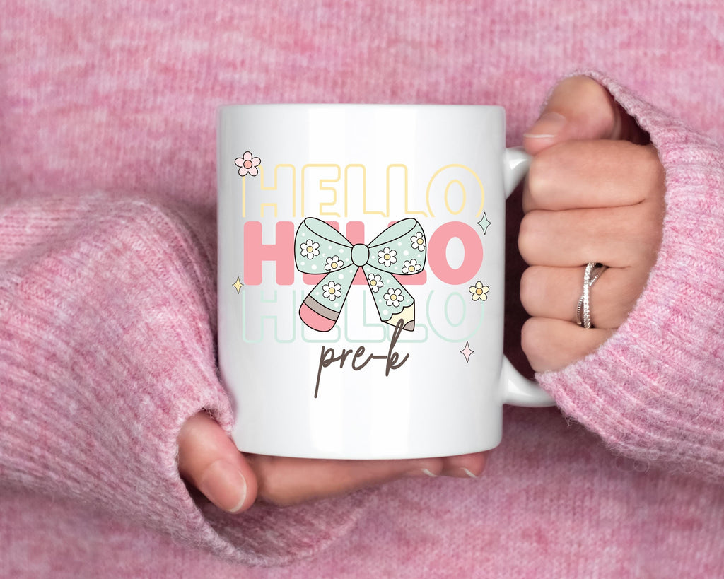 Hello Pre-K Png First Day Of School Png Back to School Coquette Kindergarten Pre-K 1st 2nd 3rd Grade Sublimation Design DTF Download