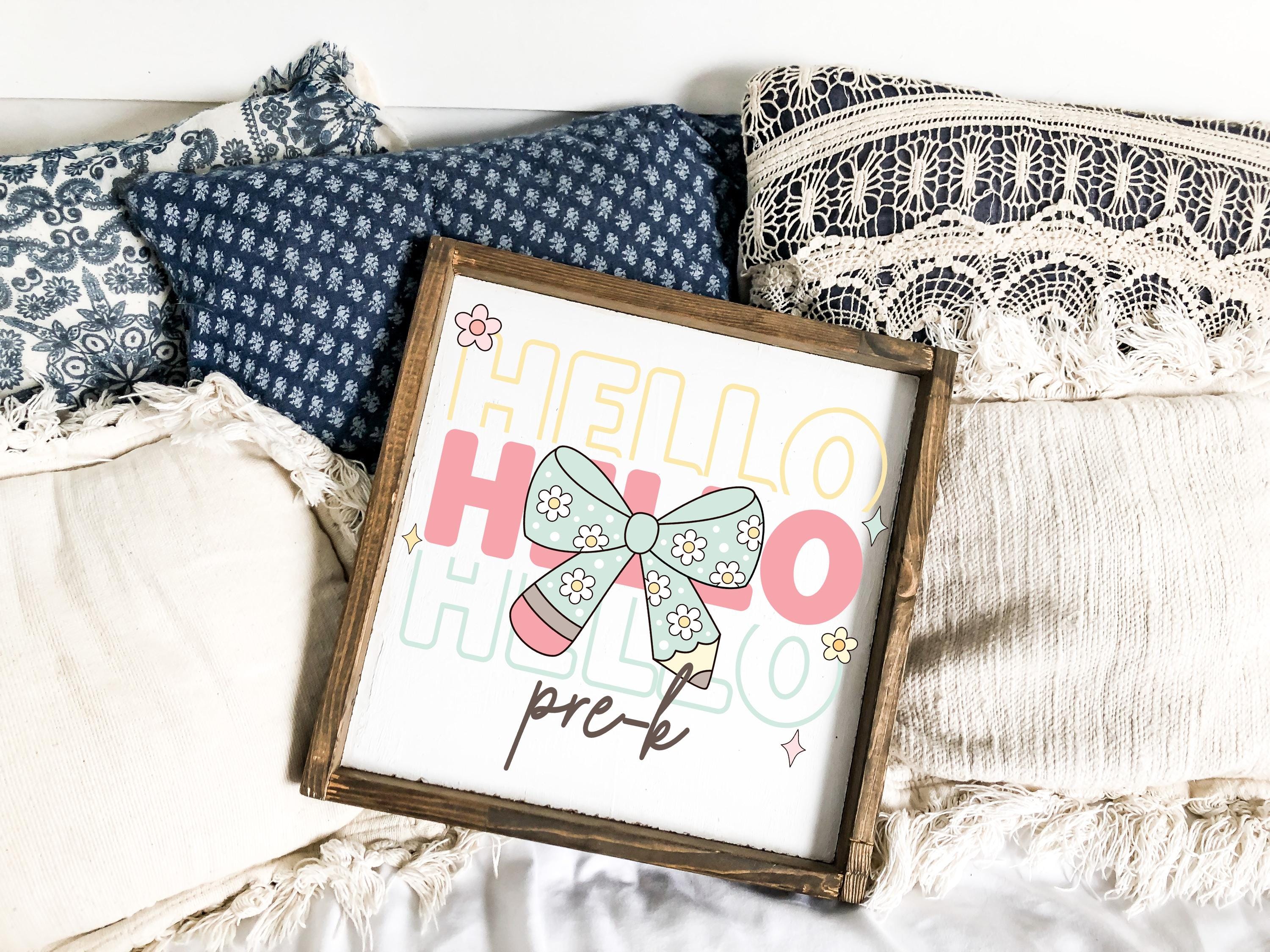 Hello Pre-K Png First Day Of School Png Back to School Coquette Kindergarten Pre-K 1st 2nd 3rd Grade Sublimation Design DTF Download