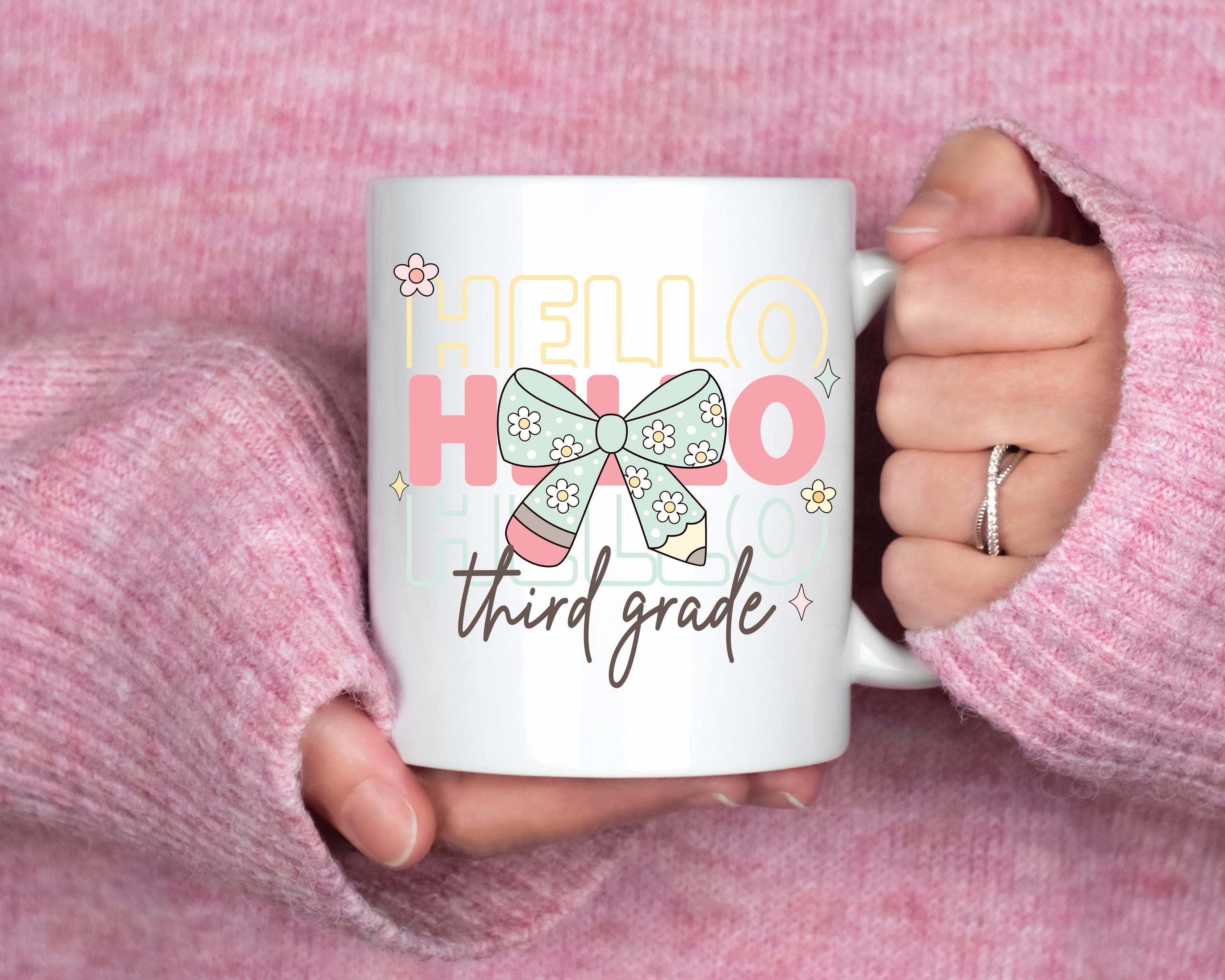 Hello Third Grade Png First Day Of School Png Back to School Coquette Kindergarten Pre-K 1st 2nd 3rd Grade Sublimation Design DTF Download