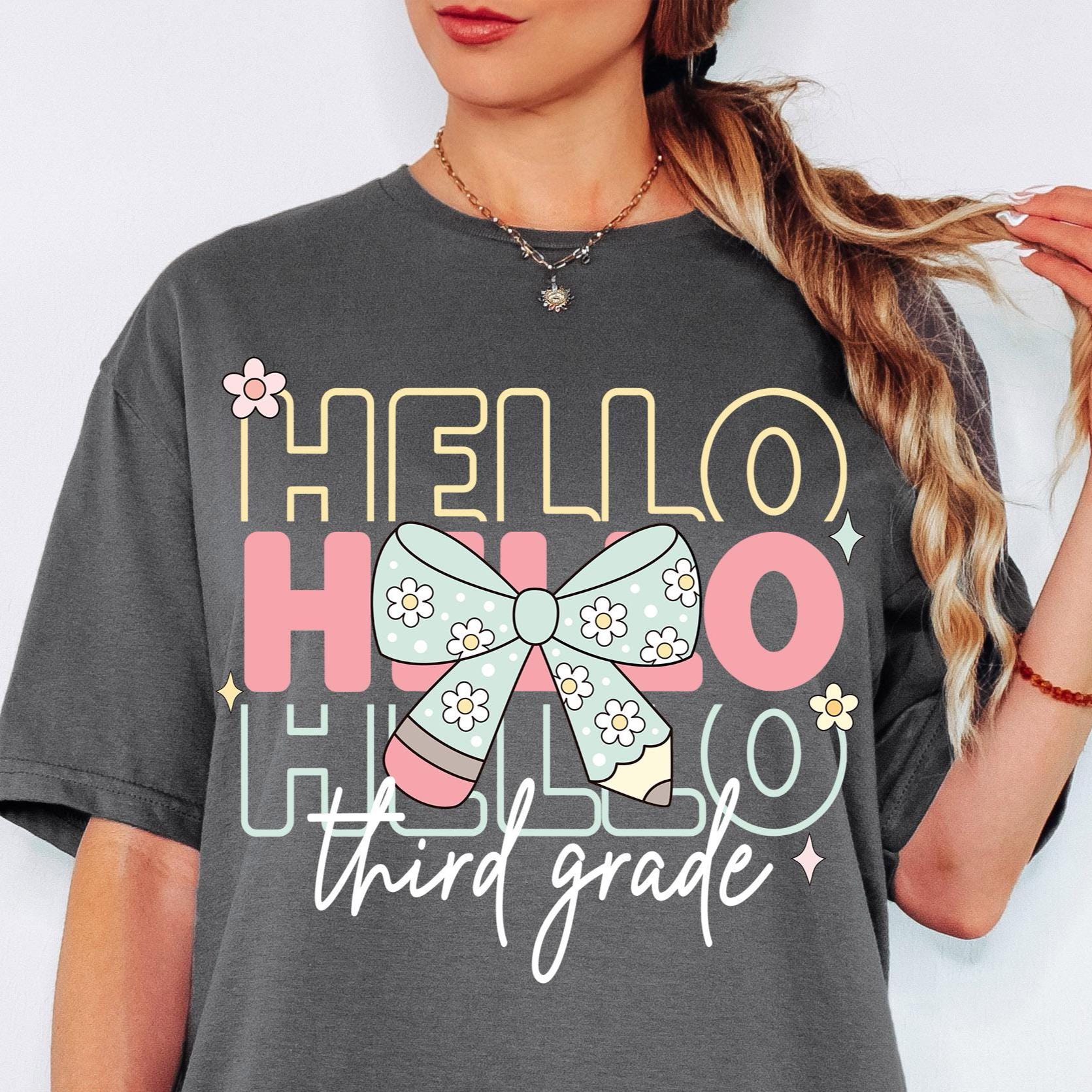 Hello Third Grade Png First Day Of School Png Back to School Coquette Kindergarten Pre-K 1st 2nd 3rd Grade Sublimation Design DTF Download