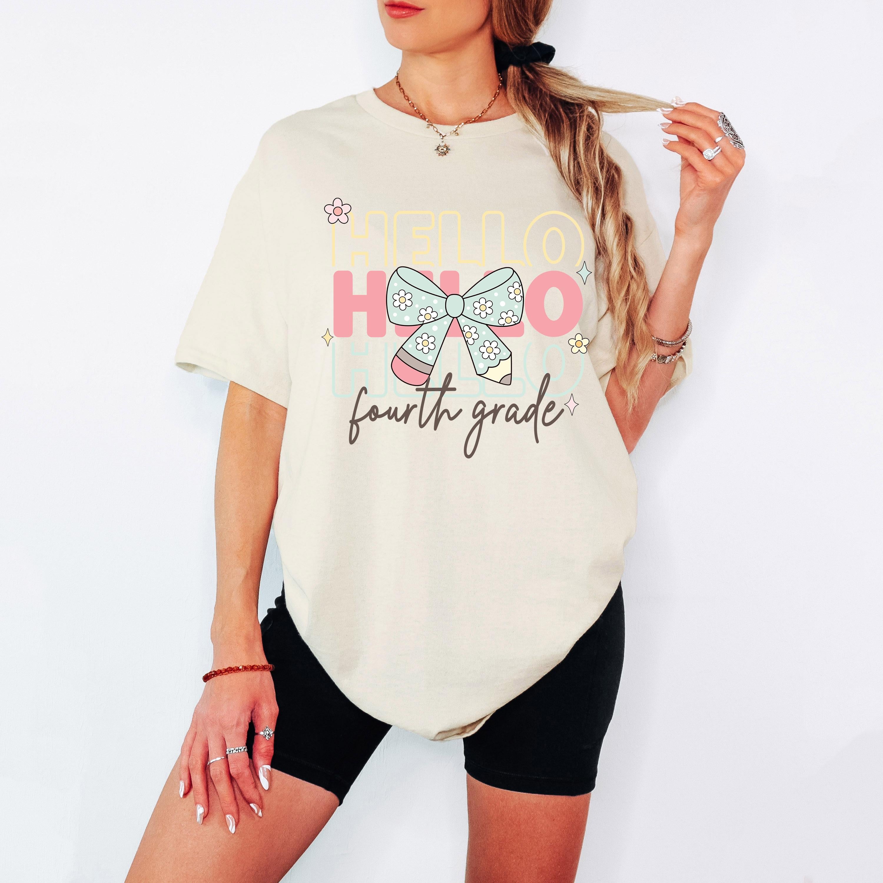 Hello Fourth Grade Png First Day Of School Png Back to School Coquette Kindergarten Pre-K 1st 2nd 3rd Grade Sublimation Design DTF Download