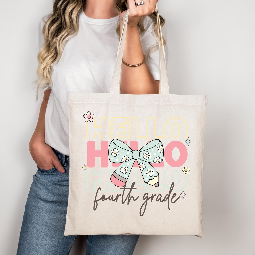 Hello Fourth Grade Png First Day Of School Png Back to School Coquette Kindergarten Pre-K 1st 2nd 3rd Grade Sublimation Design DTF Download