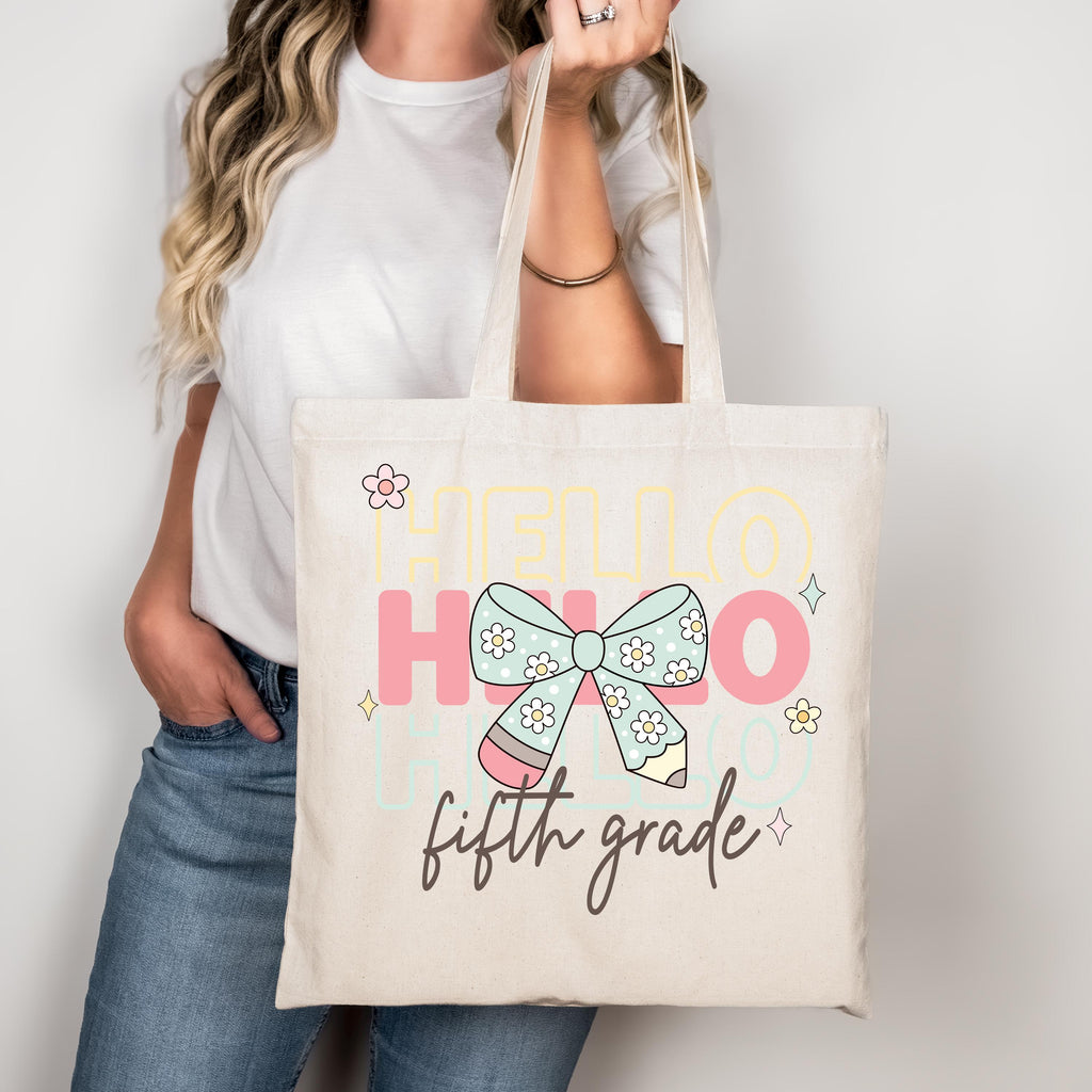 Hello Fifth Grade Png First Day Of School Png Back to School Coquette Kindergarten Pre-K 1st 2nd 3rd Grade Sublimation Design DTF Download