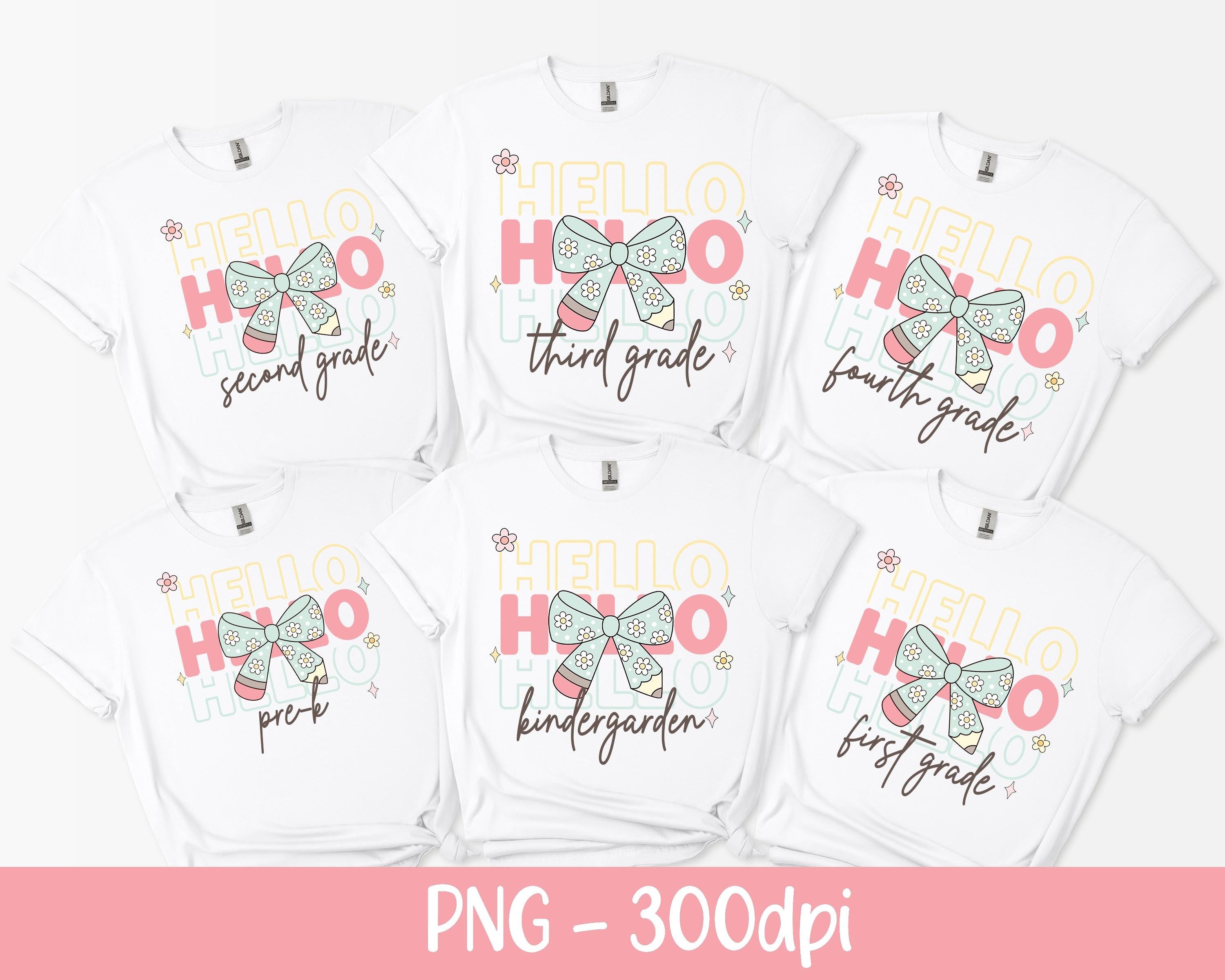 Back to School Png First Day Of School Png, Coquette Hello Kindergarten Pre-K 1st 2nd 3rd 4th 5th Grade Sublimation Design DTF Download