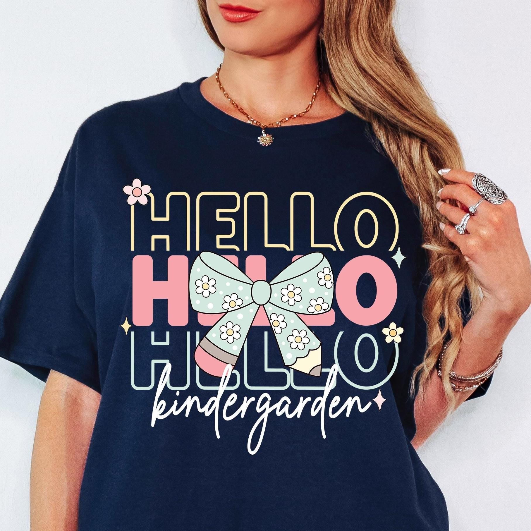 Hello Kindergarten Png First Day Of School Png Back to School Coquette Kindergarten Pre-K 1st 2nd 3rd Grade Sublimation Design DTF Download