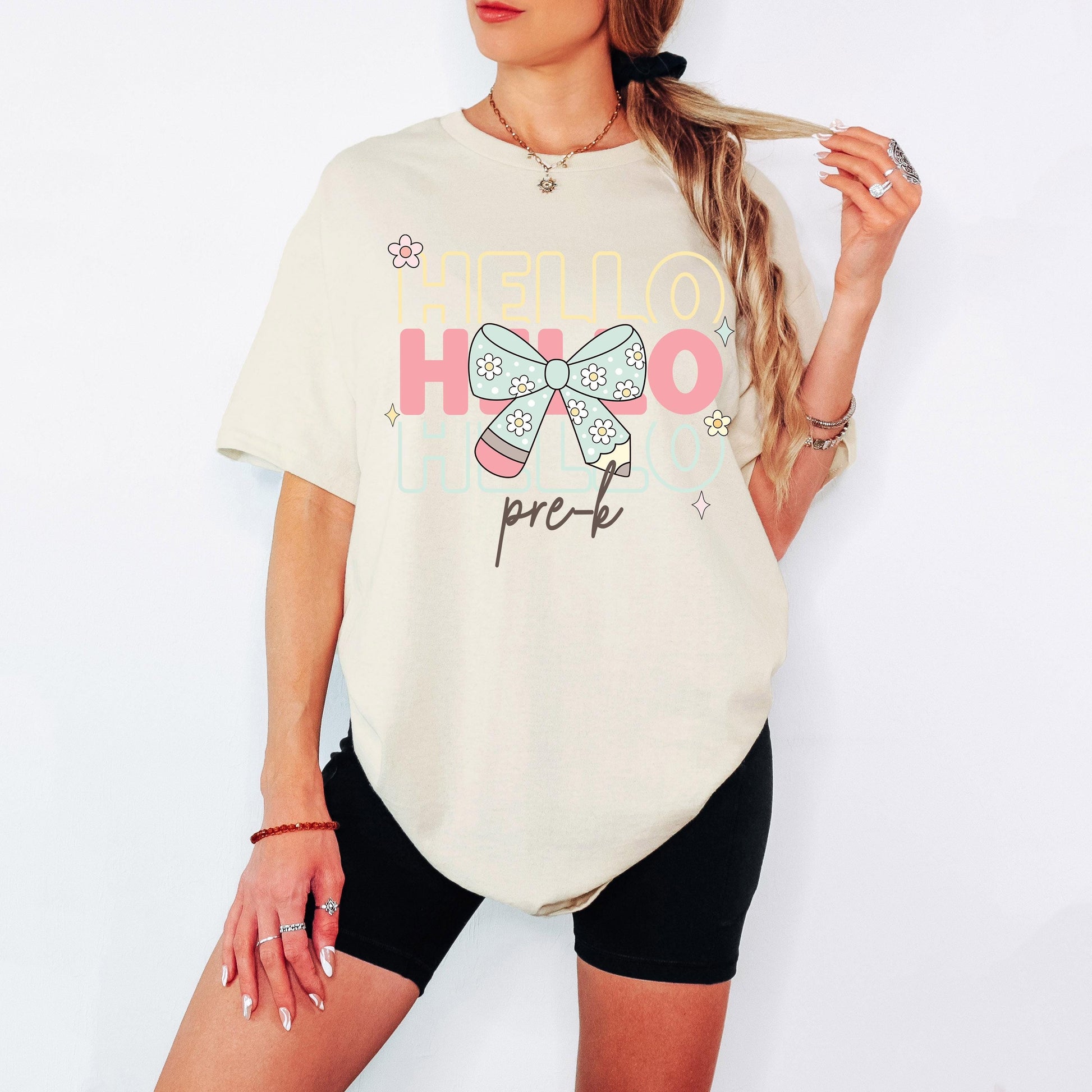 Hello Pre-K Png First Day Of School Png Back to School Coquette Kindergarten Pre-K 1st 2nd 3rd Grade Sublimation Design DTF Download