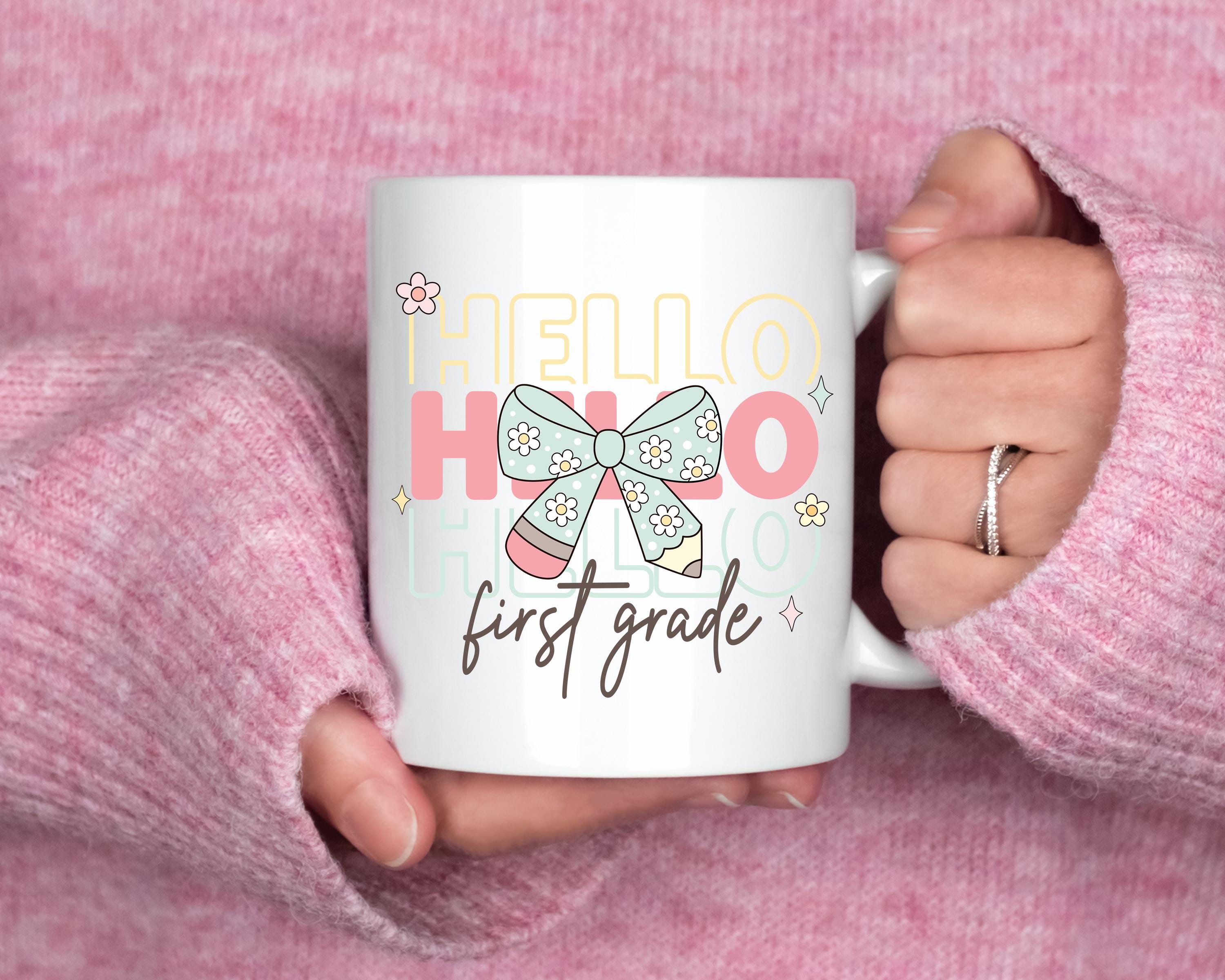 Hello First Grade Png First Day Of School Png Back to School Coquette Kindergarten Pre-K 1st 2nd 3rd Grade Sublimation Design DTF Download