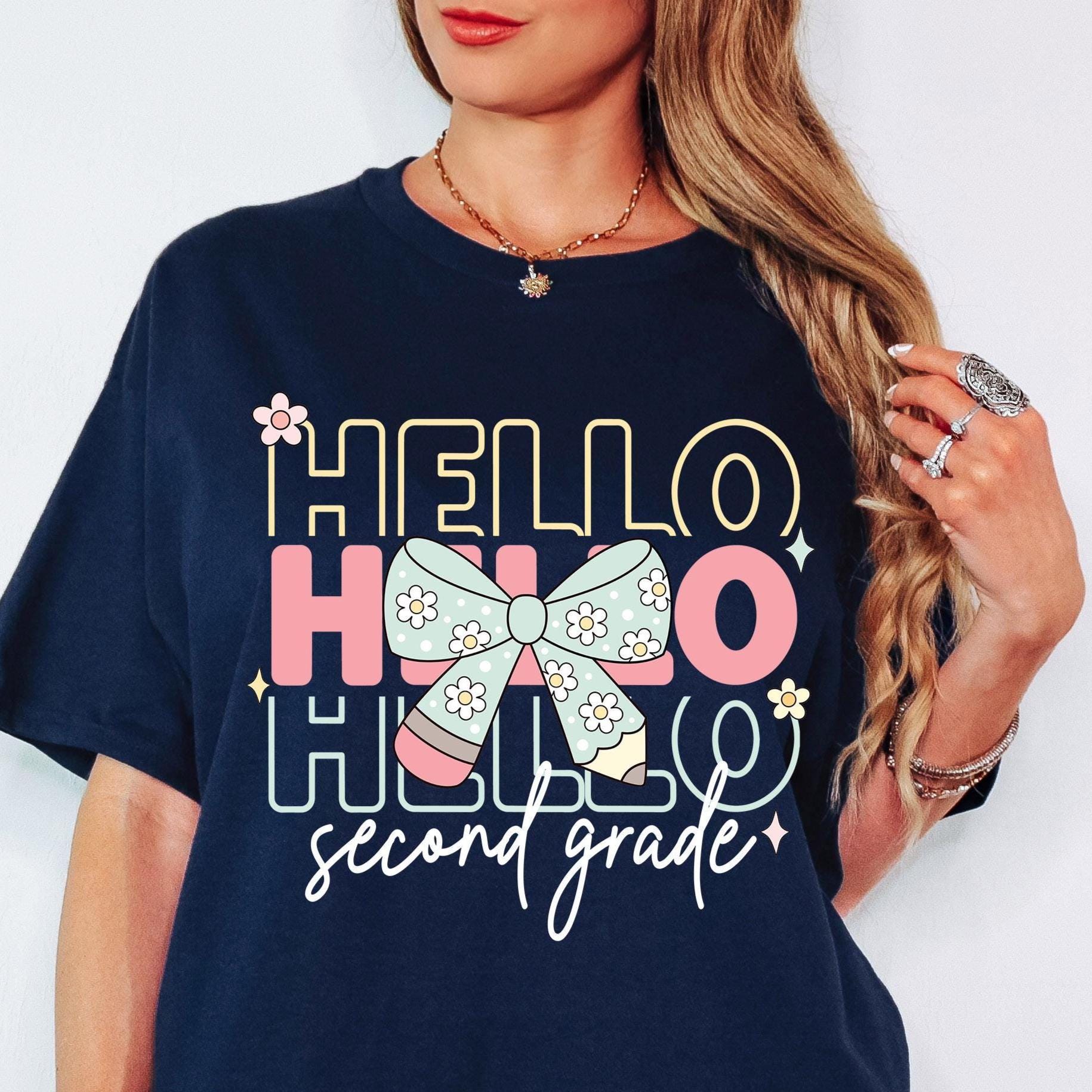 HelloSecond Grade Png First Day Of School Png Back to School Coquette Kindergarten Pre-K 1st 2nd 3rd Grade Sublimation Design DTF Download