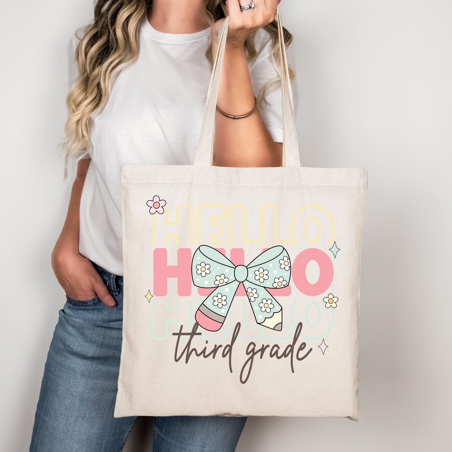 Hello Third Grade Png First Day Of School Png Back to School Coquette Kindergarten Pre-K 1st 2nd 3rd Grade Sublimation Design DTF Download