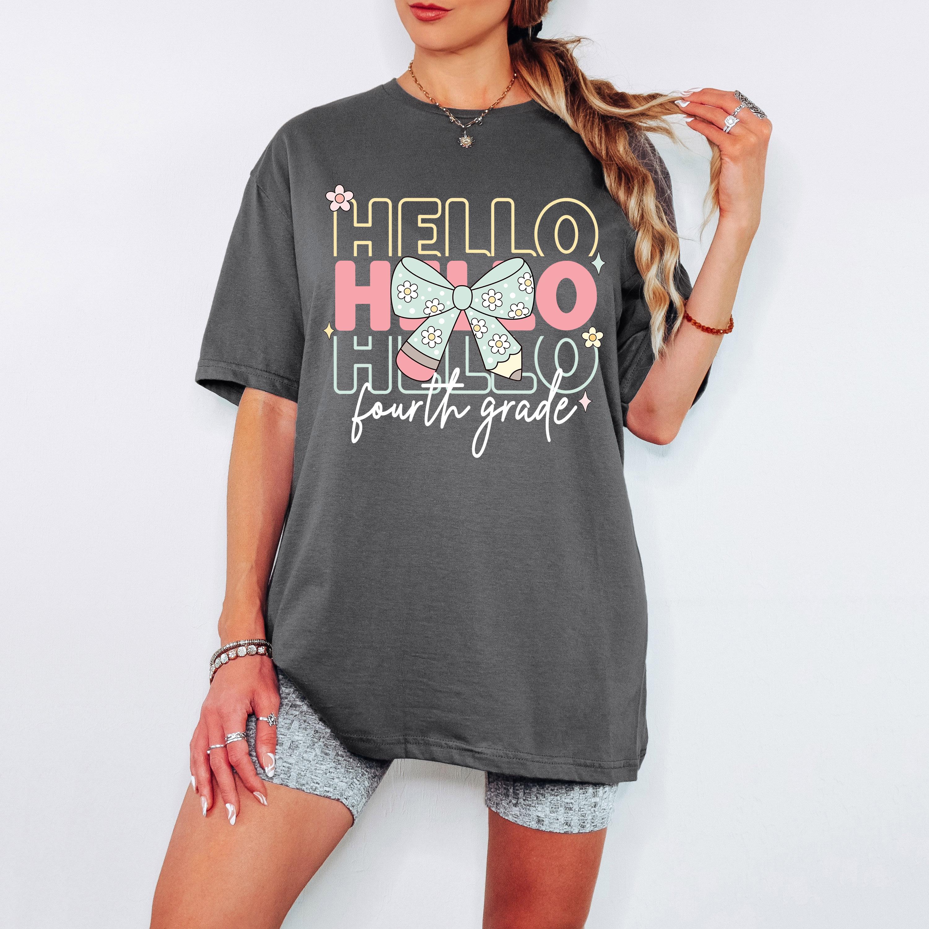 Hello Fourth Grade Png First Day Of School Png Back to School Coquette Kindergarten Pre-K 1st 2nd 3rd Grade Sublimation Design DTF Download
