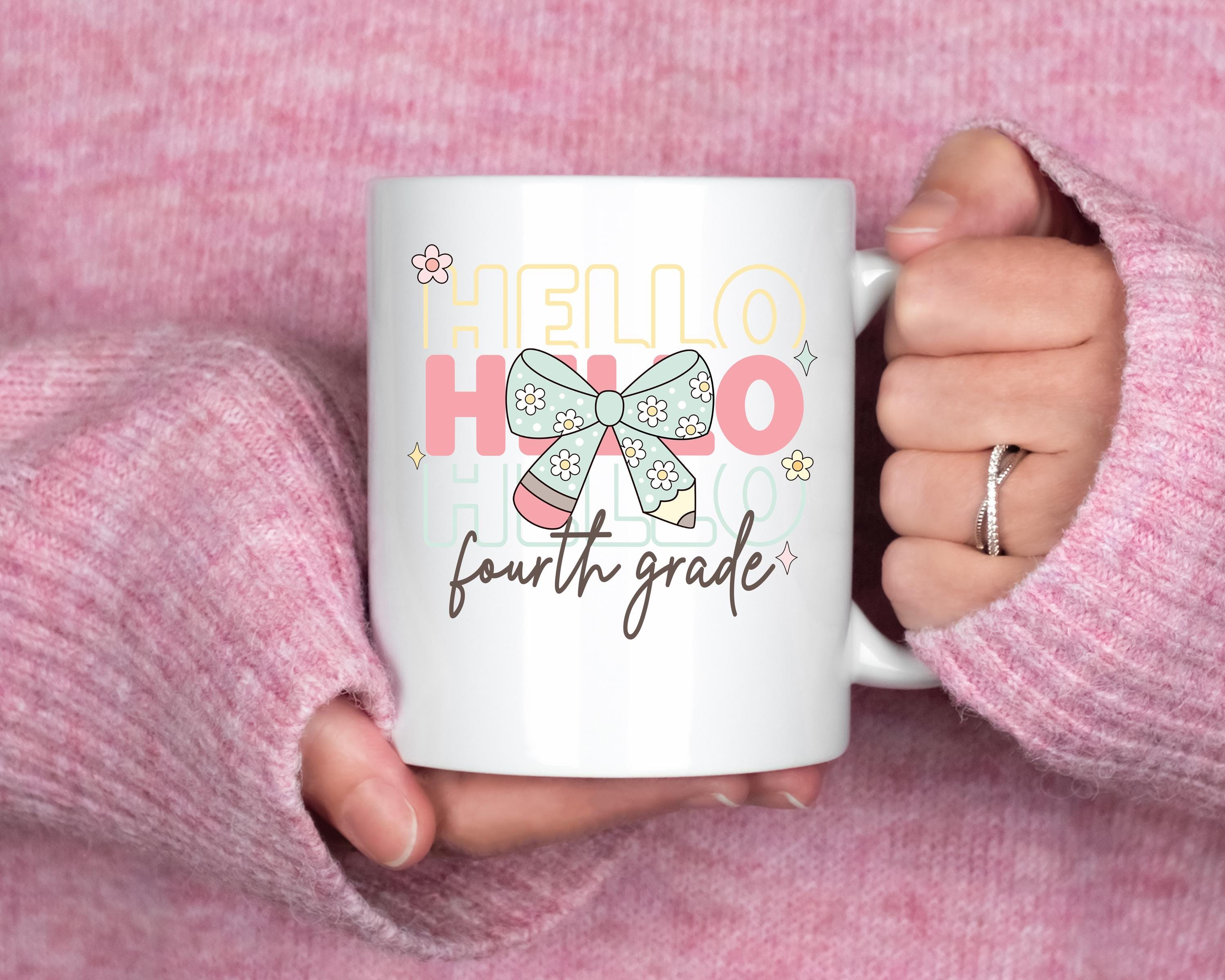 Hello Fourth Grade Png First Day Of School Png Back to School Coquette Kindergarten Pre-K 1st 2nd 3rd Grade Sublimation Design DTF Download