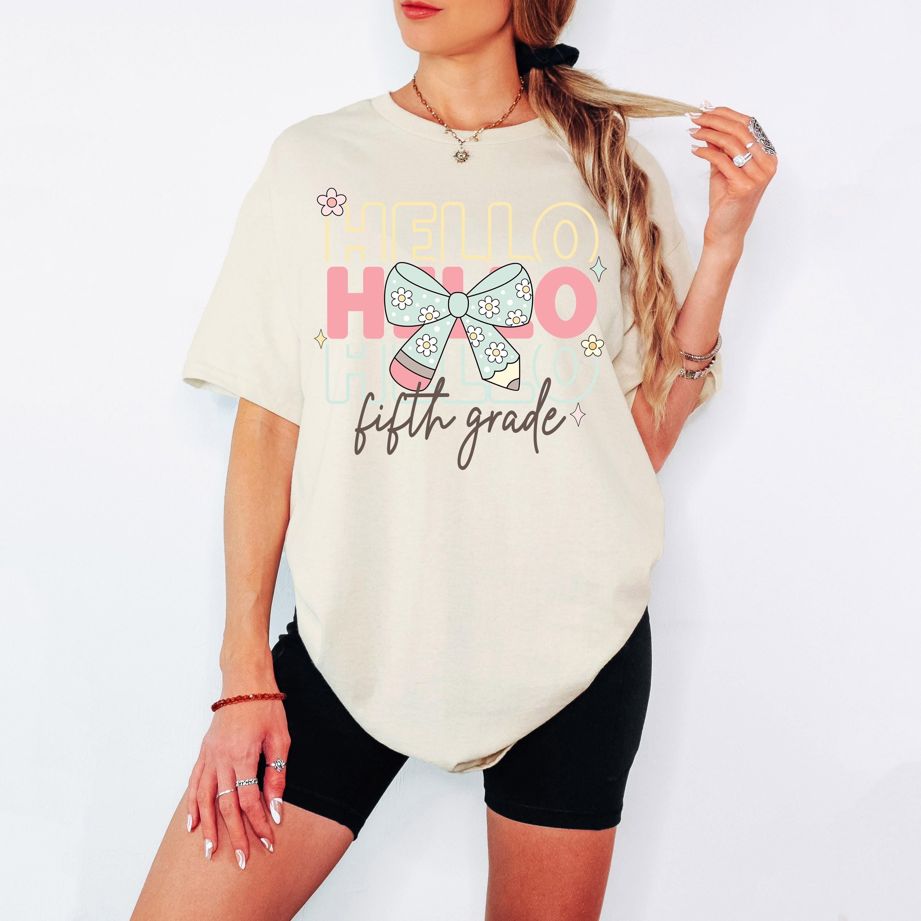 Hello Fifth Grade Png First Day Of School Png Back to School Coquette Kindergarten Pre-K 1st 2nd 3rd Grade Sublimation Design DTF Download