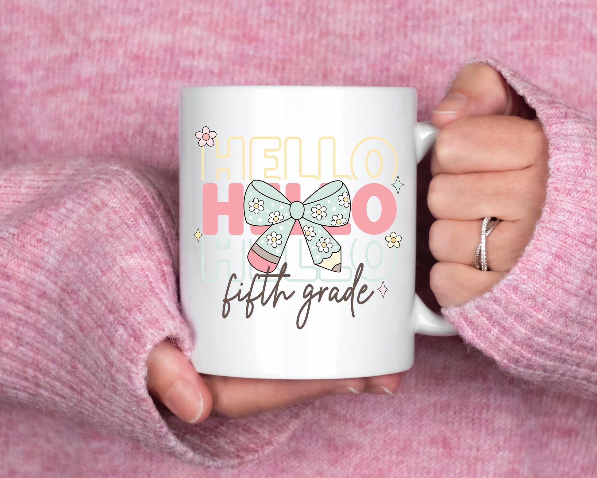 Hello Fifth Grade Png First Day Of School Png Back to School Coquette Kindergarten Pre-K 1st 2nd 3rd Grade Sublimation Design DTF Download