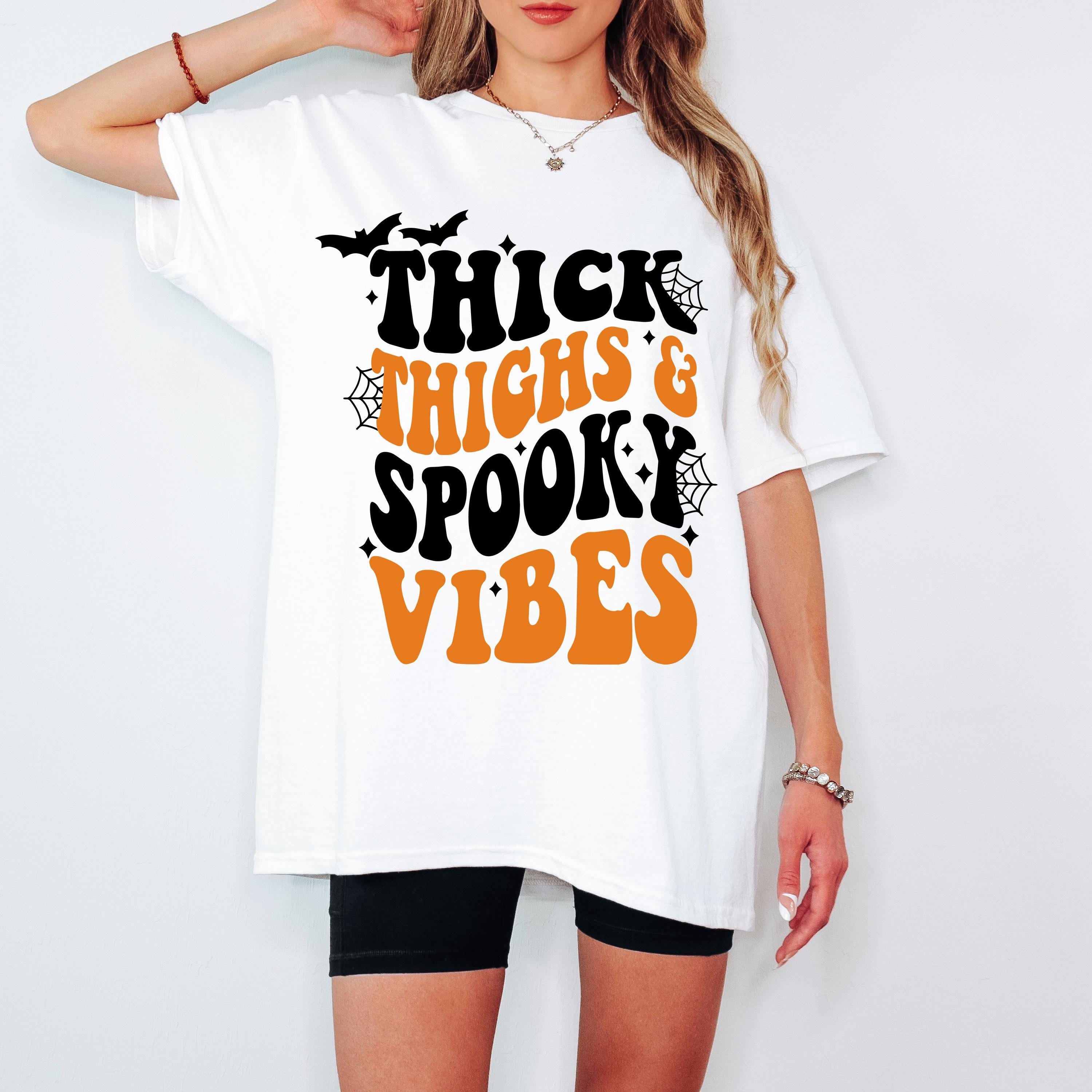 Thick Thighs and Spooky Vibes SVG PNG, Halloween Svg, Spooky Season Svg, Retro Halloween Svg Funny Halloween Svg Cut File for Cricut Digital