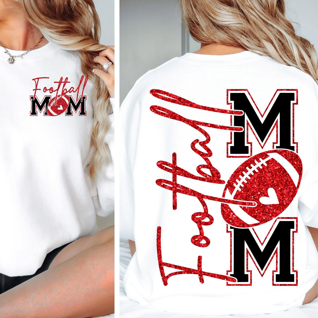 Football Mom T-shirt, Red Glitter Football Mom shirt, Football, Football Season, Football Mama, Football game Shirt, Game Day