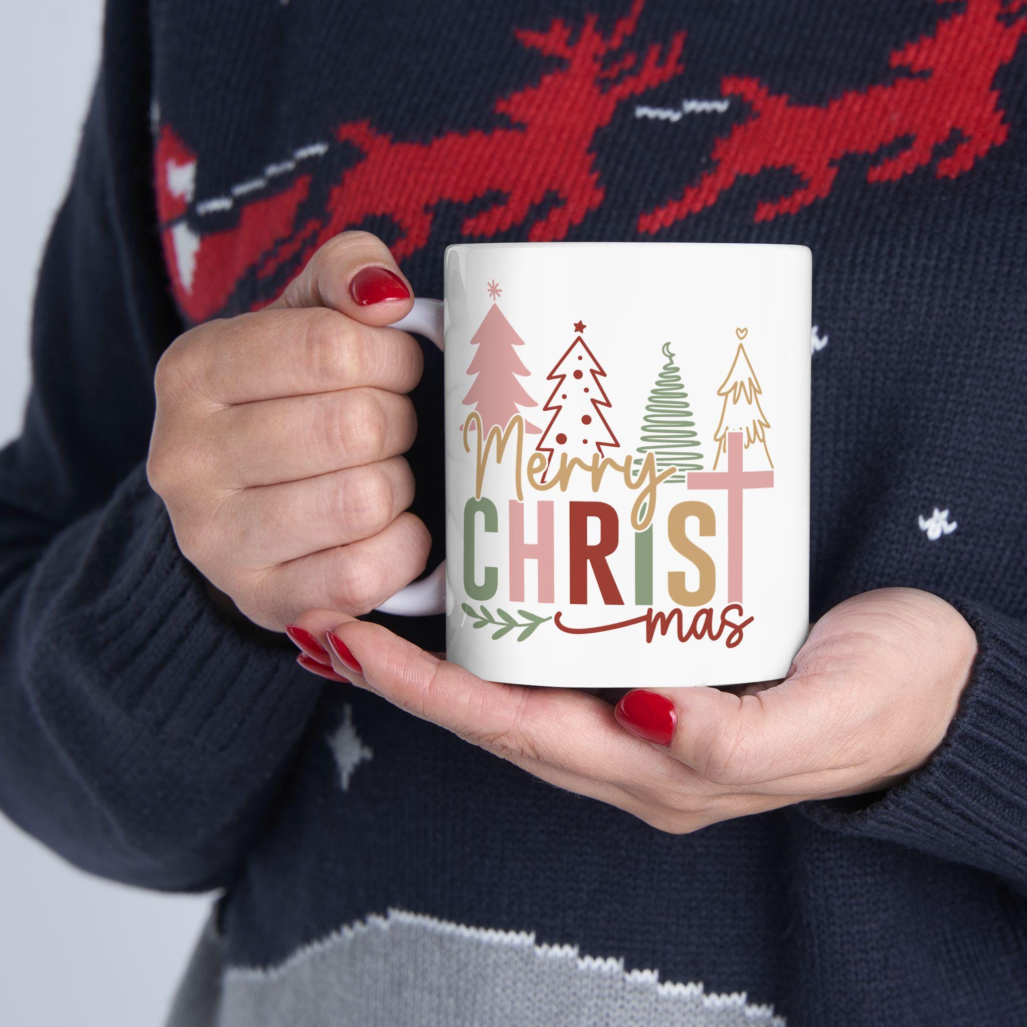 Christmas Mug Christmas Tree Ceramic Mug, Christian Christmas Cute Holiday Coffee Cup, Gifts for Her, Seasonal Drinkware Christmas Gift