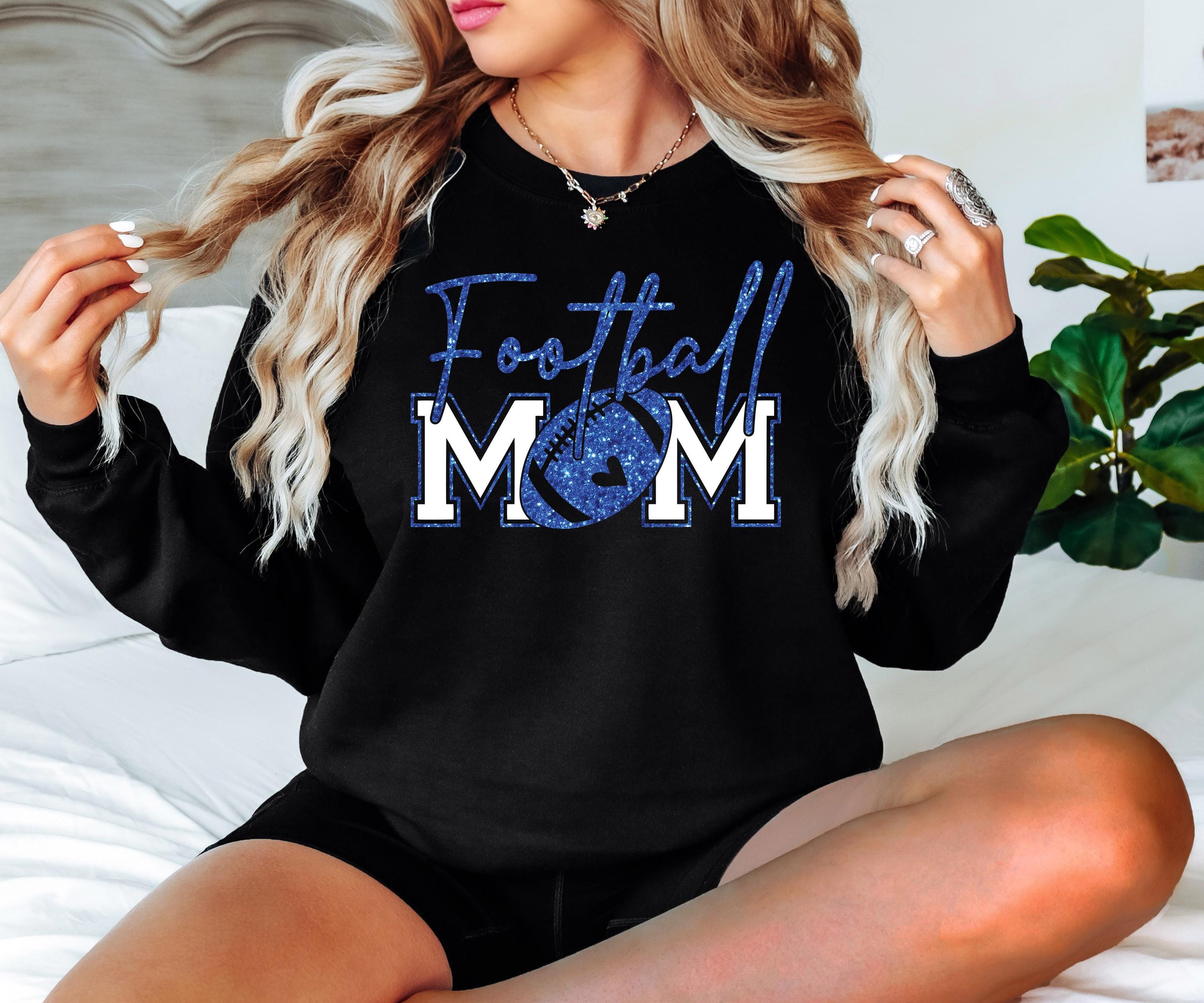 Football Mom T-Shirt, Blue Faux Glitter Football Mom Shirt, Football Mom Shirt, Football Shirt, Football Mama Shirt, Football, Game Day