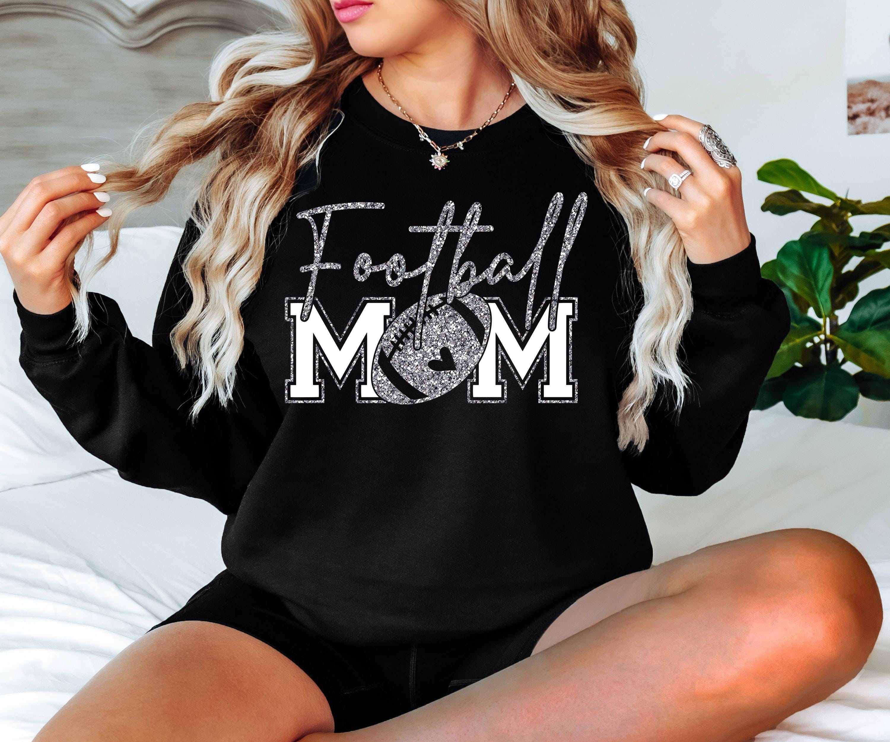 Football Mom T-Shirt, Silver Faux Glitter Football Mom Shirt, Football Mom Shirt, Football Shirt, Football Mama Shirt, Football, Game Day