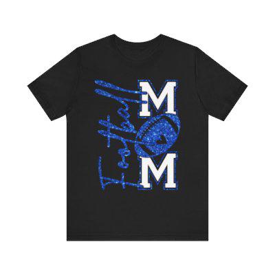 Football Mom T-Shirt, Blue Faux Glitter Football Mom Shirt, Football Mom Shirt, Football Shirt, Football Mama Shirt, Football, Game Day