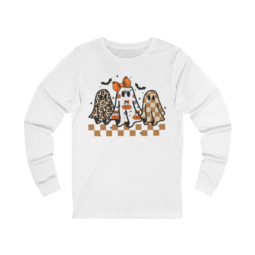 Coquette Halloween Ghost Leopard Shirt Cute Boo Ghost Preppy Tee, Halloween Sweatshirt