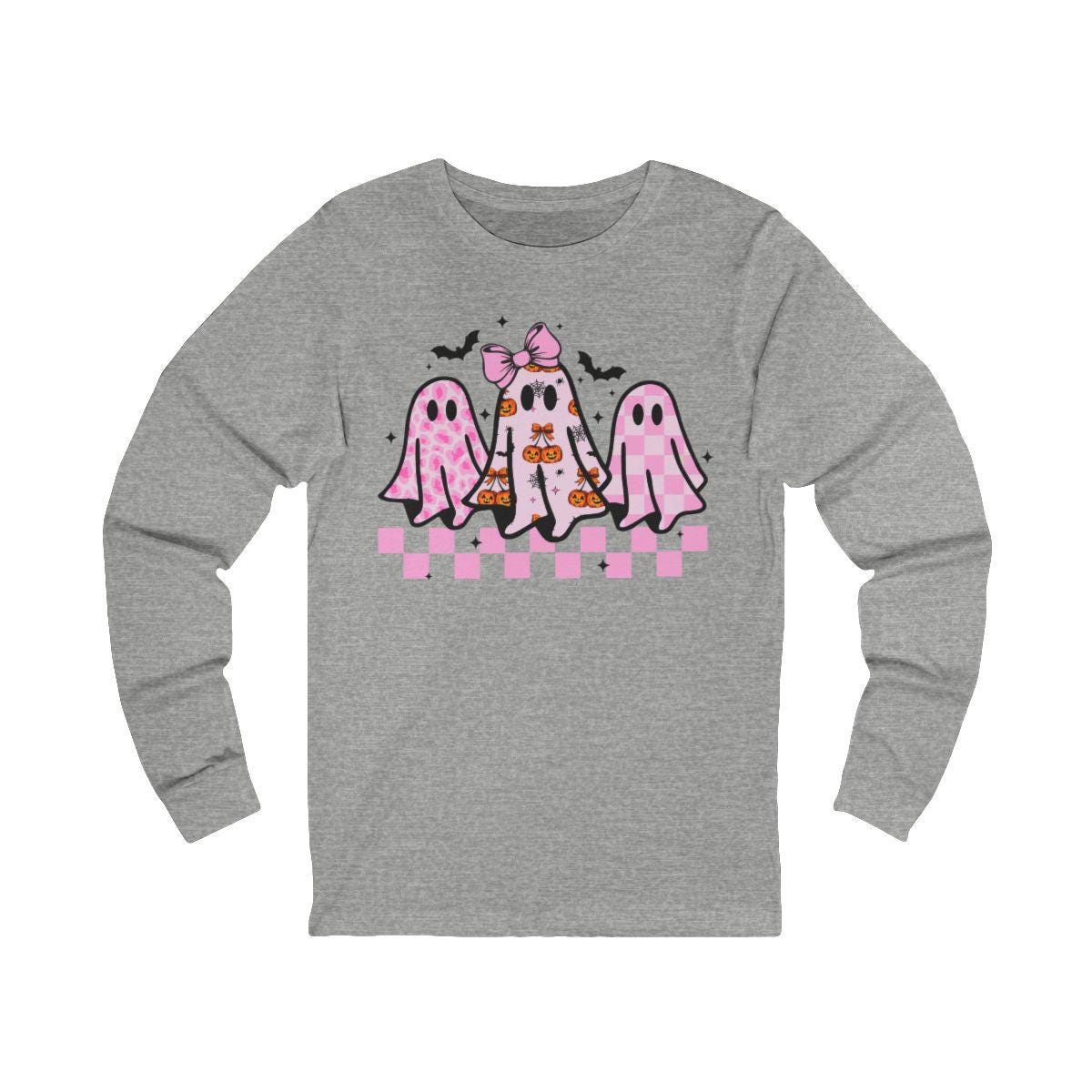 Pink Coquette Halloween Ghost Shirt Sweatshirt, Cute Leopard Print Ghost Tee, Aesthetic Spooky Season Top, Girly Fall Outfit