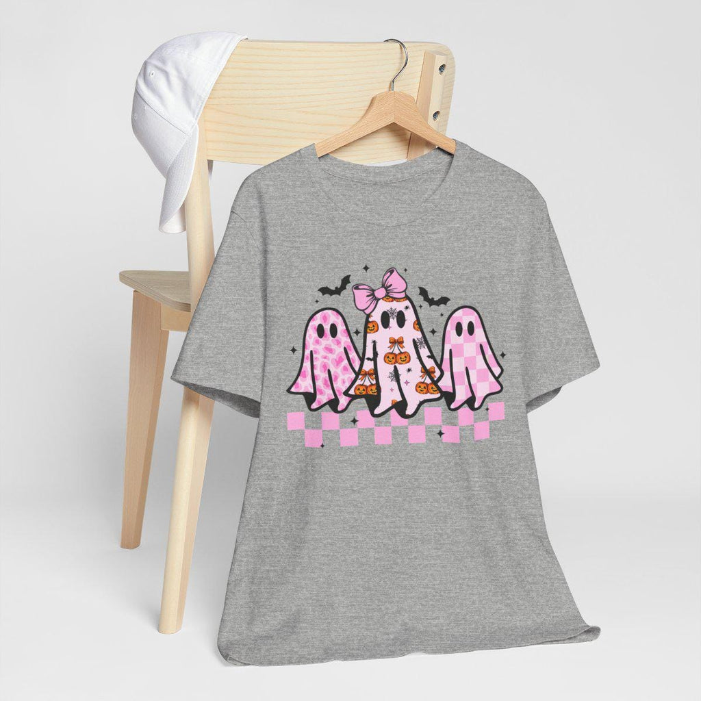 Pink Coquette Halloween Ghost Shirt Sweatshirt, Cute Leopard Print Ghost Tee, Aesthetic Spooky Season Top, Girly Fall Outfit