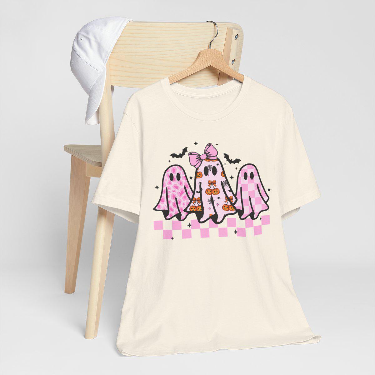 Pink Coquette Halloween Ghost Shirt Sweatshirt, Cute Leopard Print Ghost Tee, Aesthetic Spooky Season Top, Girly Fall Outfit