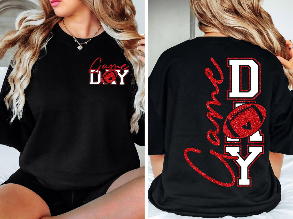 Game Day Football Long Sleeve Tee, Red Glitter Football Mom Shirt, Football Mom Shirt , Football, Football Mama , Football Shirt