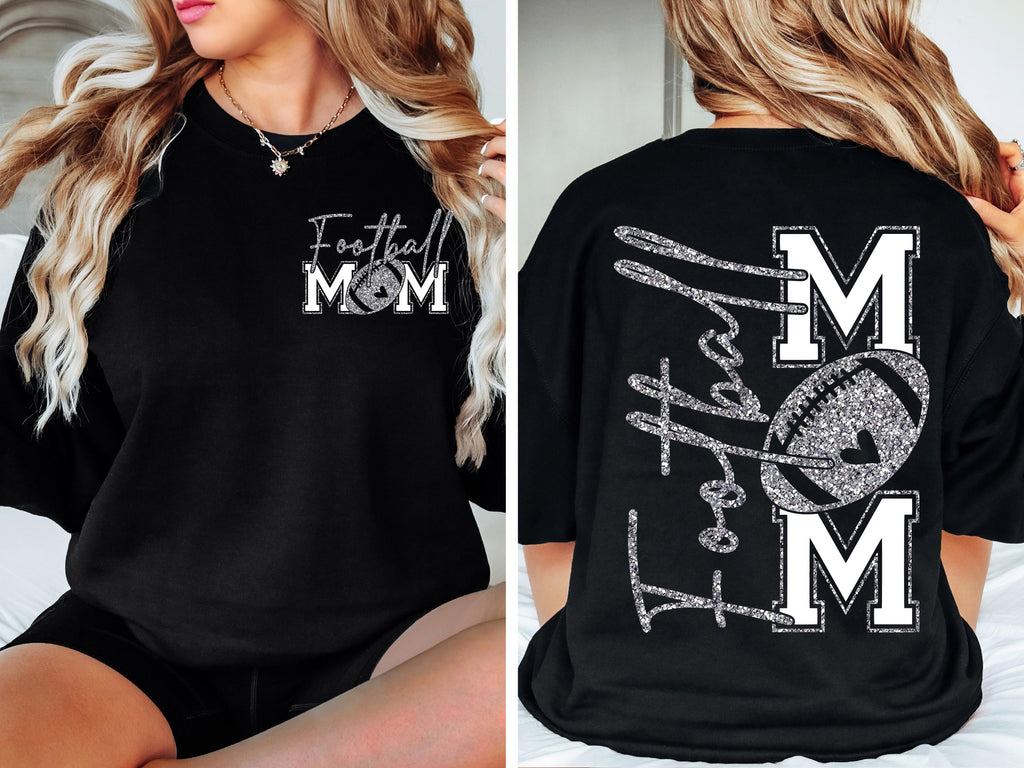 Football Mom T-shirt, Silver Glitter Football Mom, Football Mom Shirt, Football Silver Glitter, Football Mama, Football Shirt, Game Day Svg