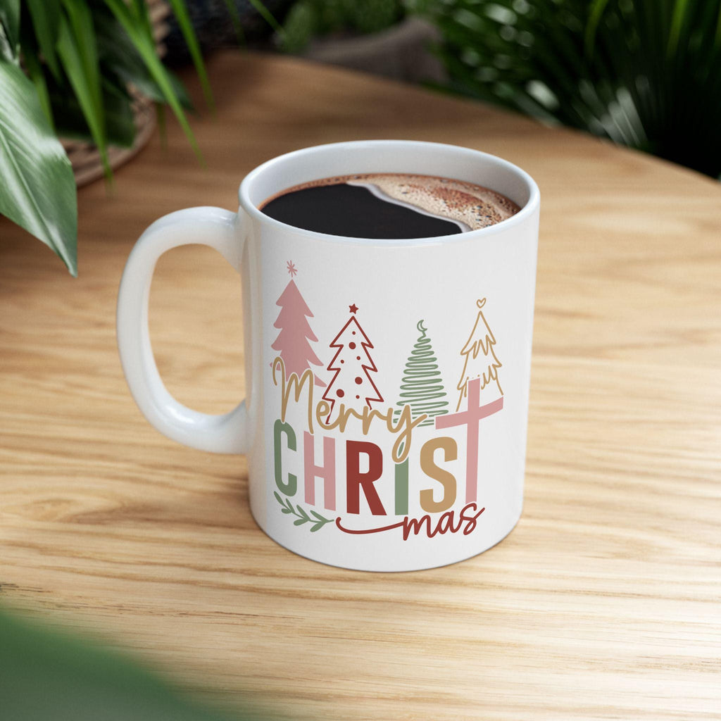 Christmas Mug Christmas Tree Ceramic Mug, Christian Christmas Cute Holiday Coffee Cup, Gifts for Her, Seasonal Drinkware Christmas Gift