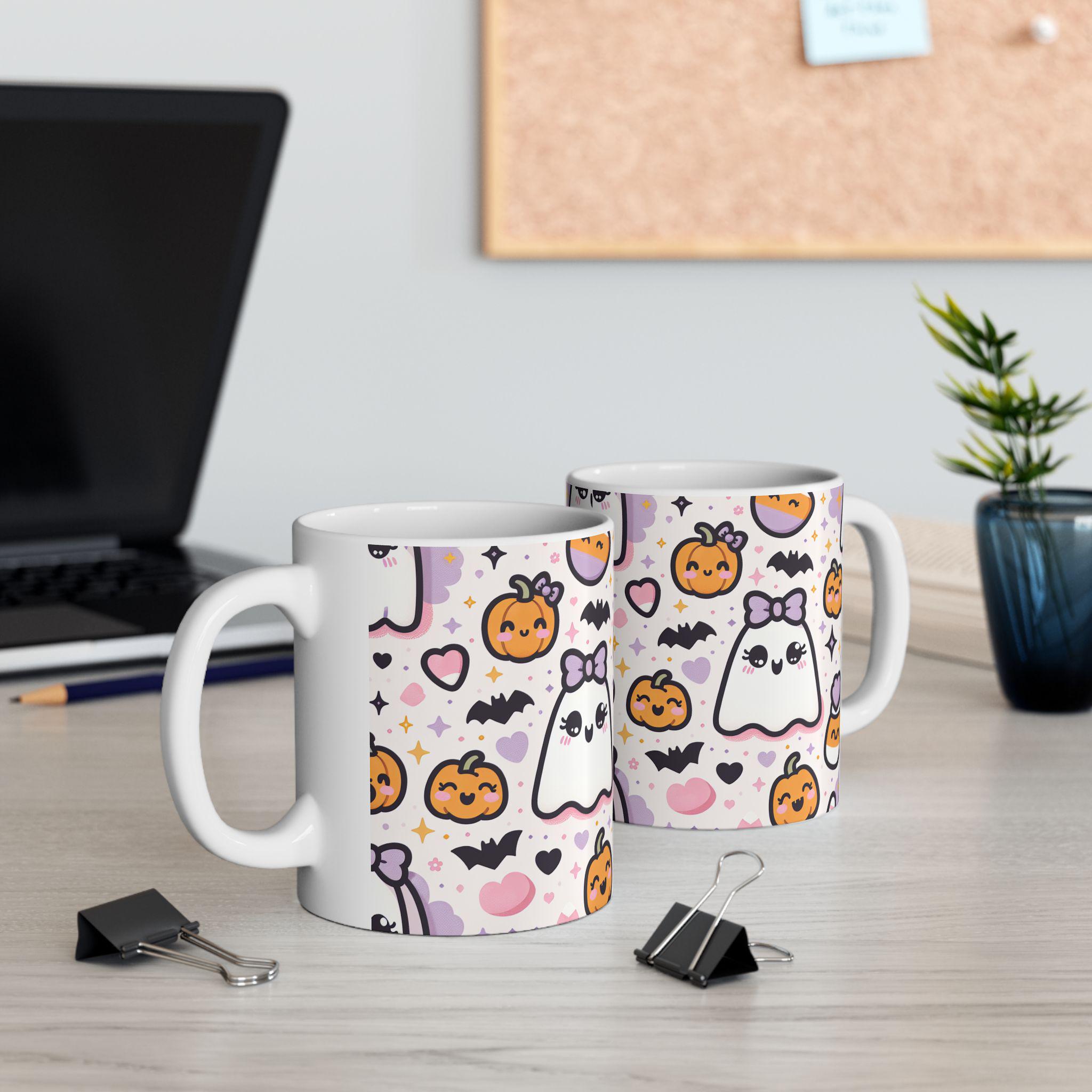 Cute Halloween Ghost Ceramic Mug - Perfect for Fall Decor, Coffee Lovers, Gift for Spooky Season, Cozy Vibes, 11oz & 15oz