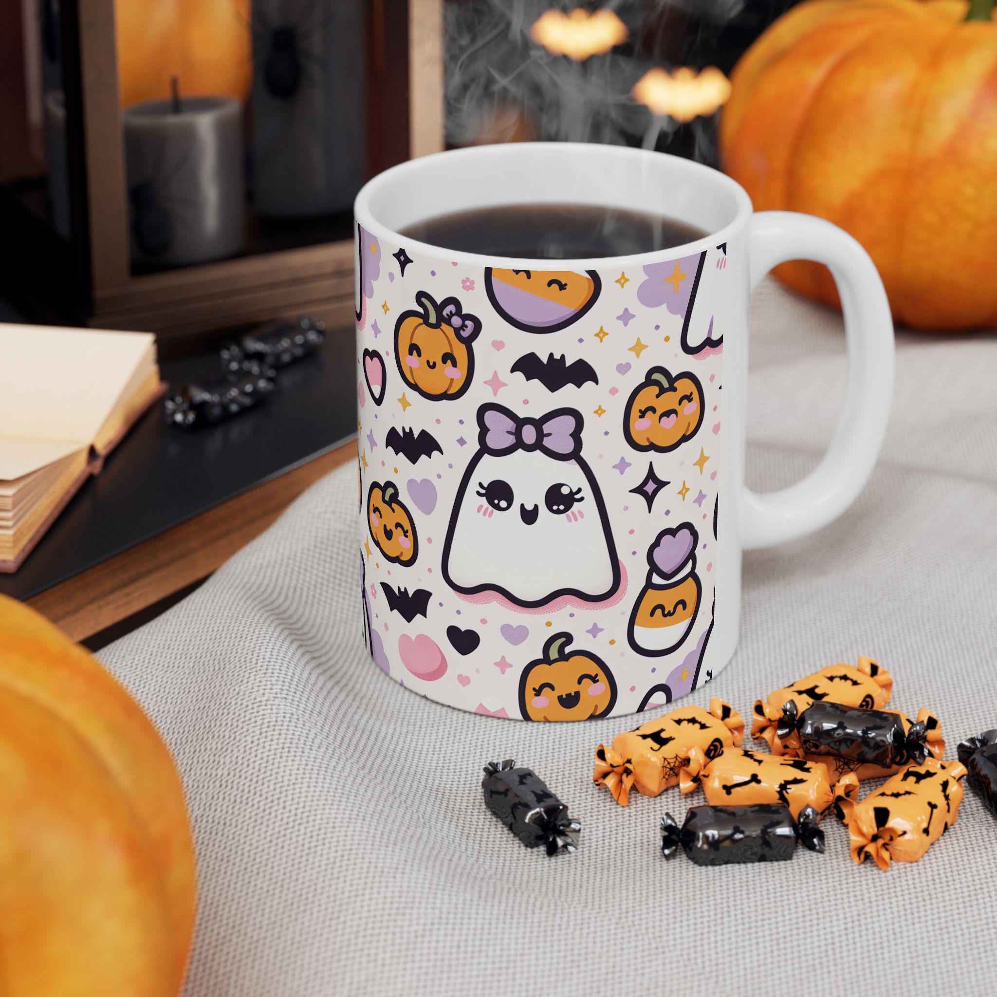 Cute Halloween Ghost Ceramic Mug - Perfect for Fall Decor, Coffee Lovers, Gift for Spooky Season, Cozy Vibes, 11oz & 15oz